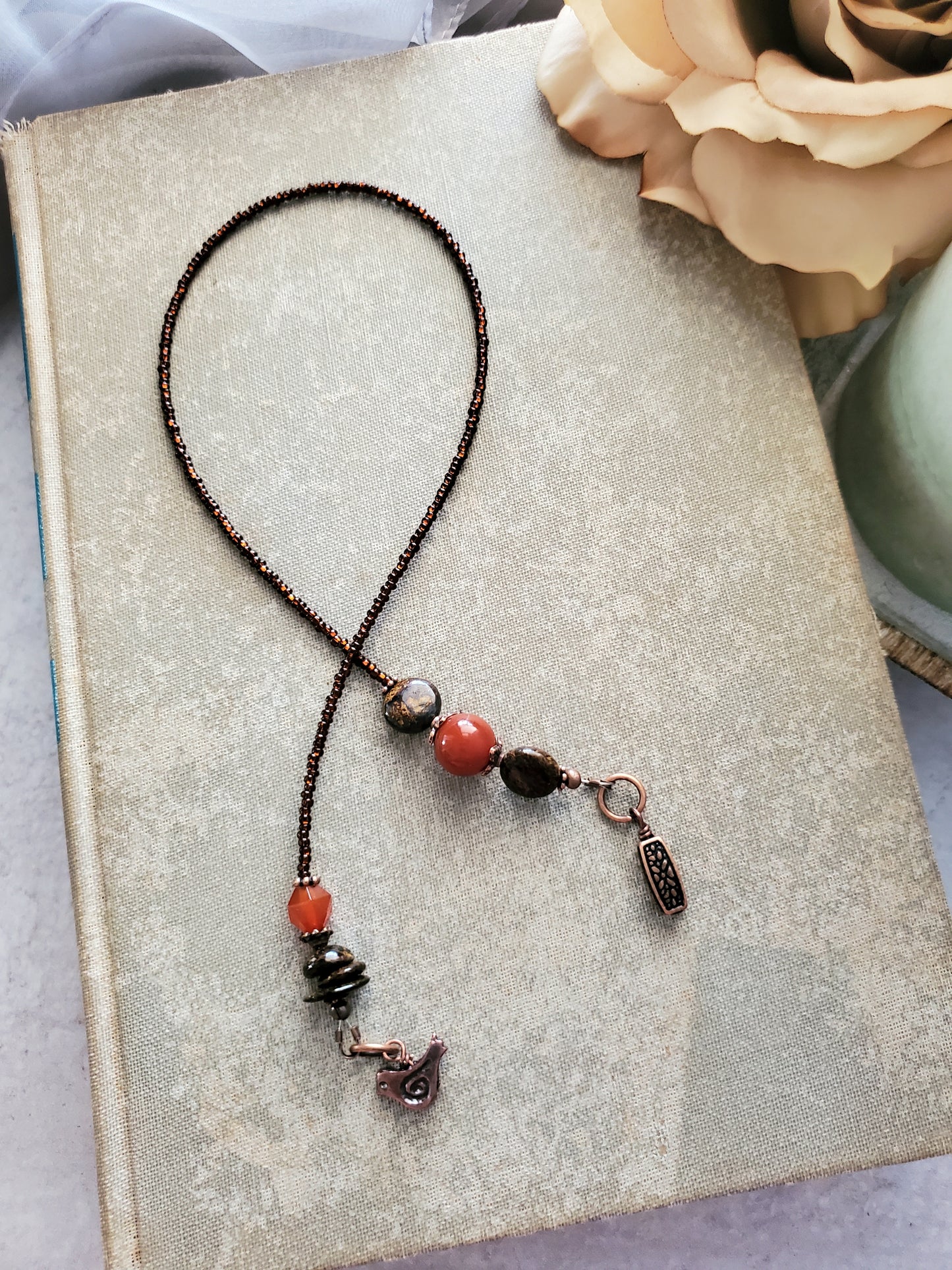 Carnelian Beaded Bookmark, Great for Planners Too!