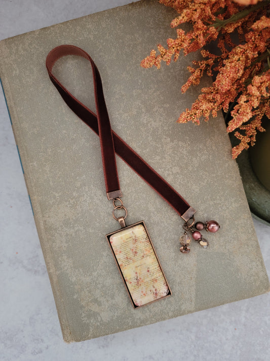 French Floral Velvet Ribbon Bookmark