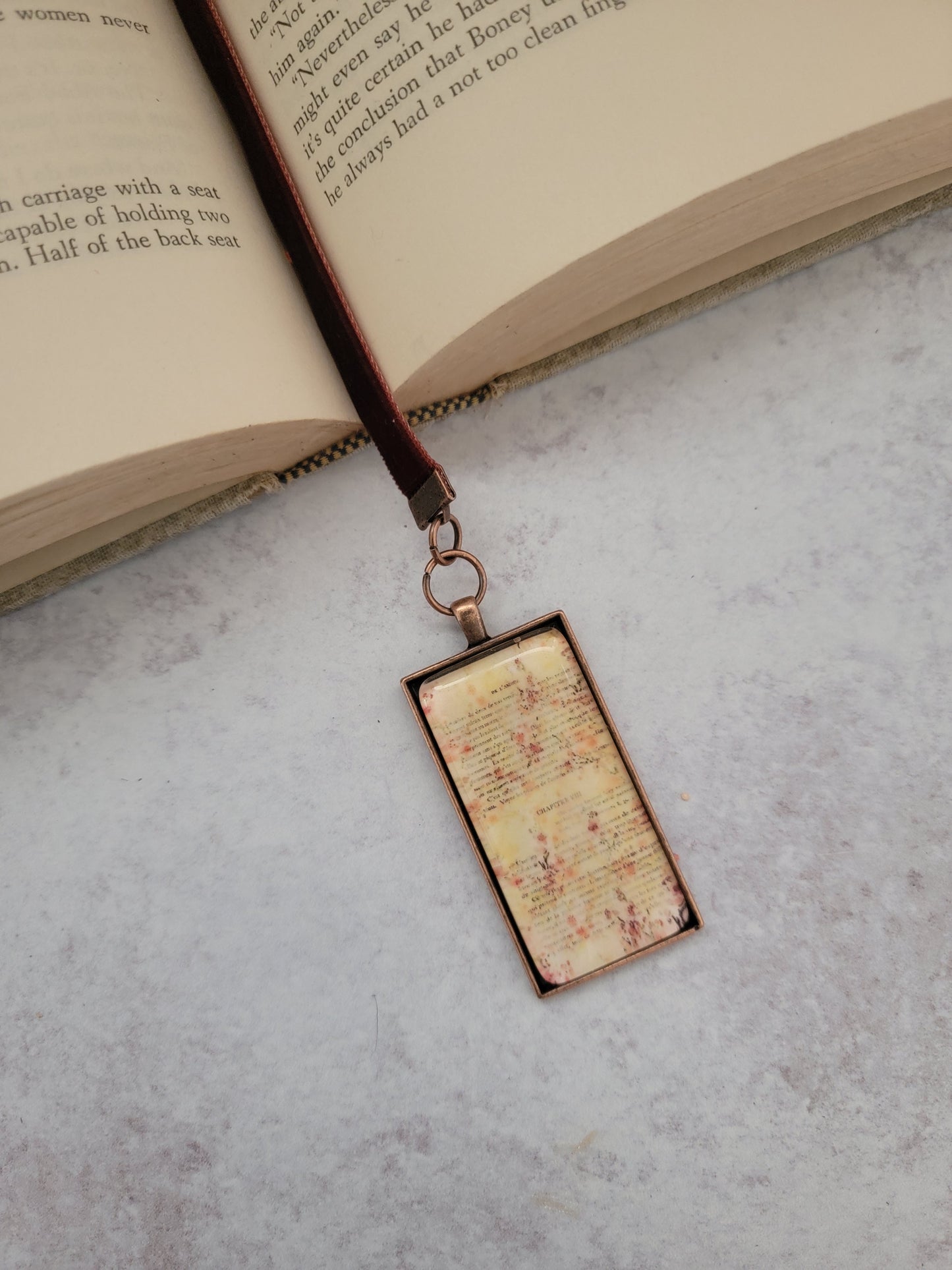 French Floral Velvet Ribbon Bookmark