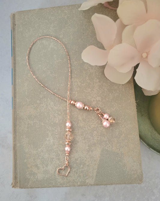 Rose Gold Plate and Copper Beaded Bookmark