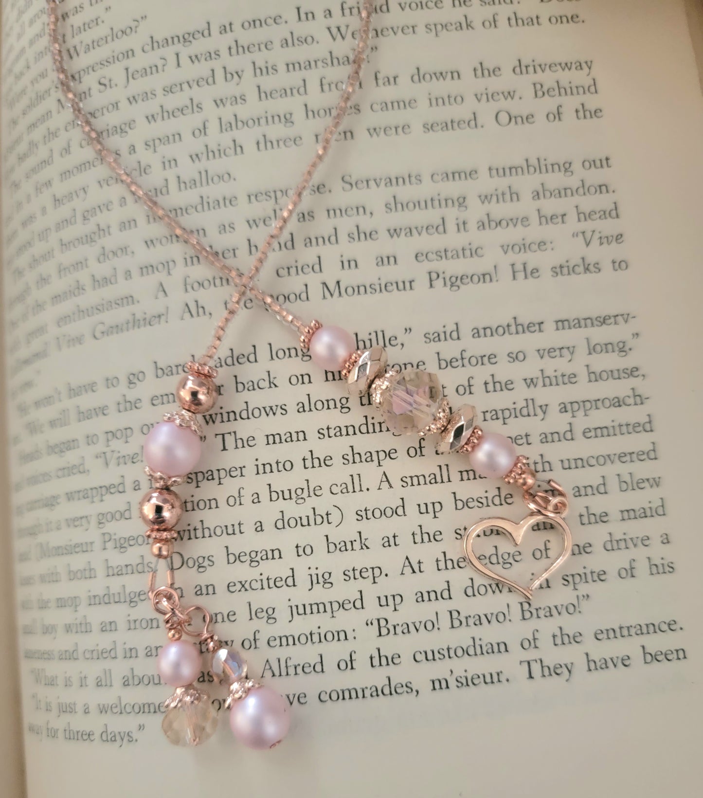 Rose Gold Plate and Copper Beaded Bookmark