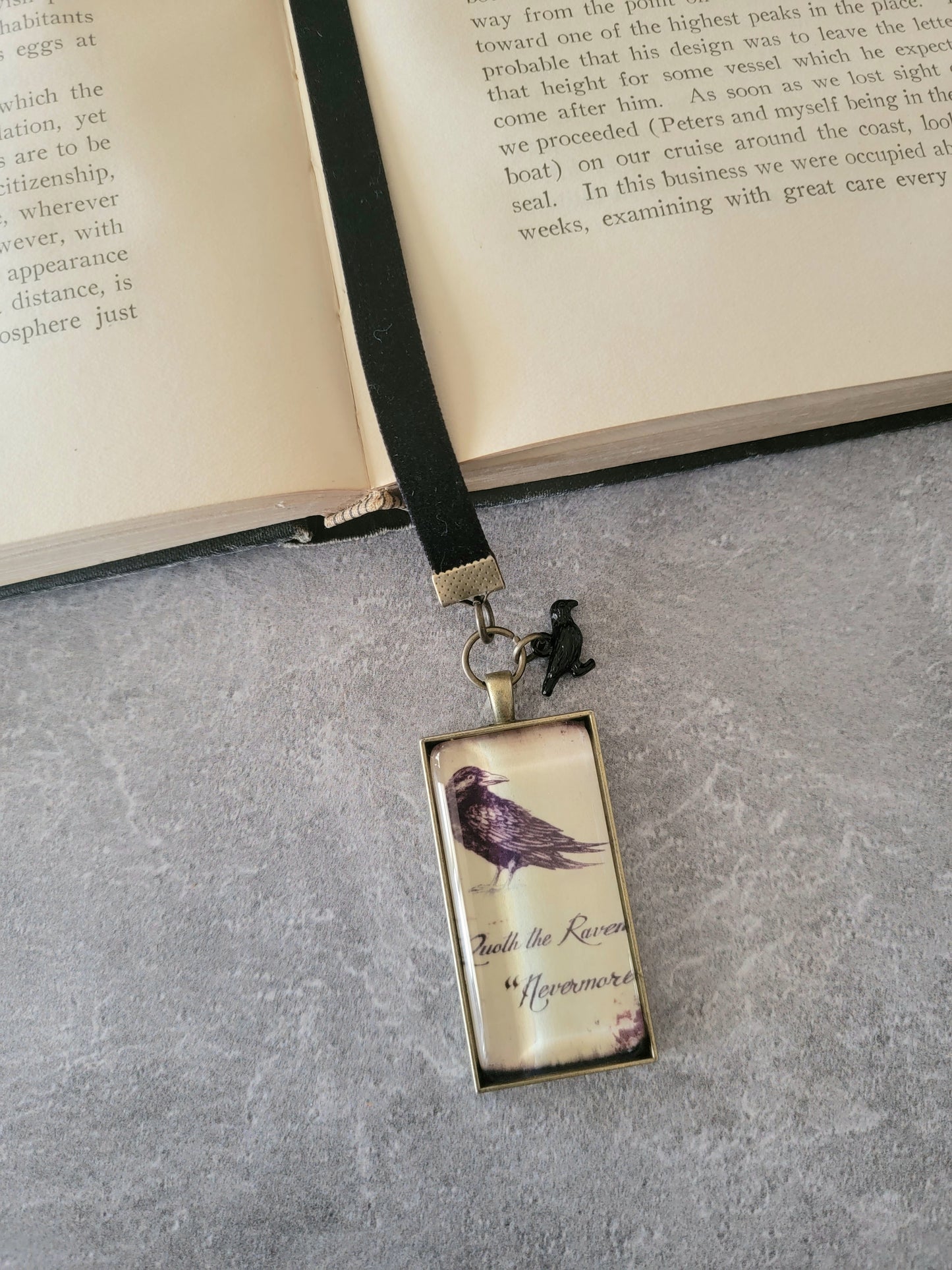 Raven Black Ribbon Bookmark