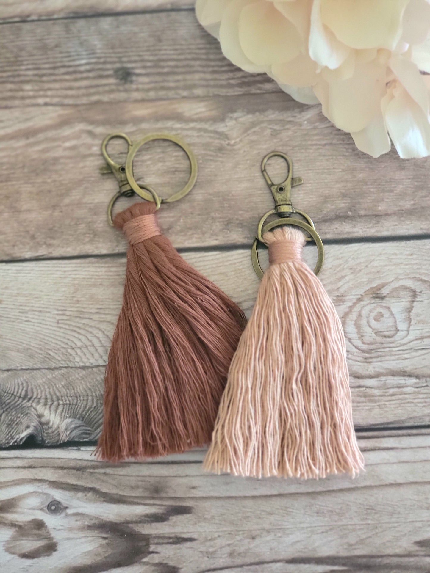 Cotton Macrame Cord Tassel Keychain or Bag Charm