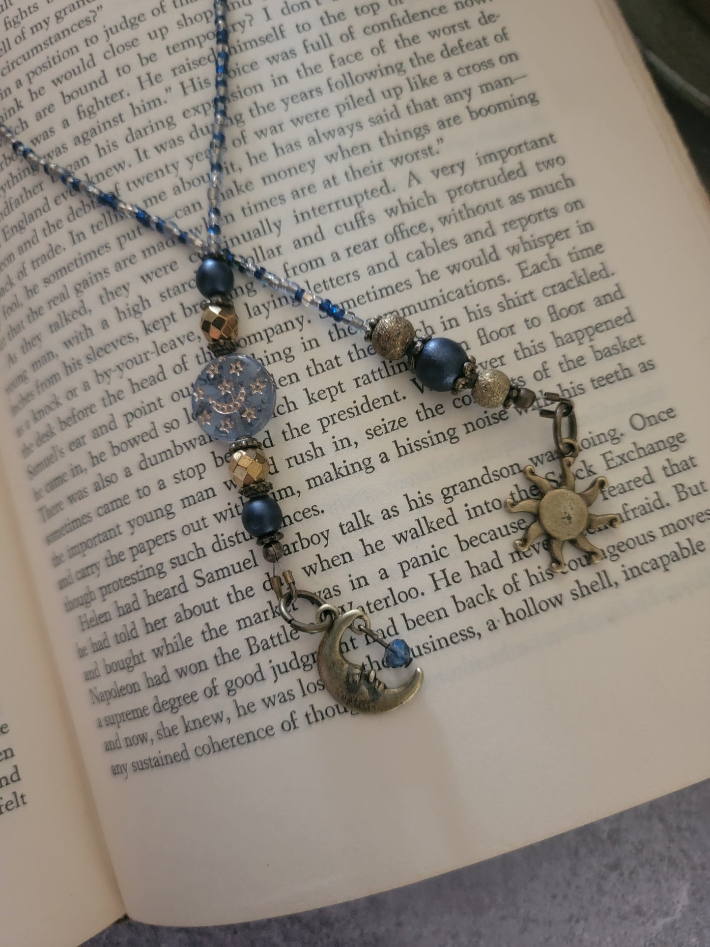 Moon and Sun Beaded Bookmark