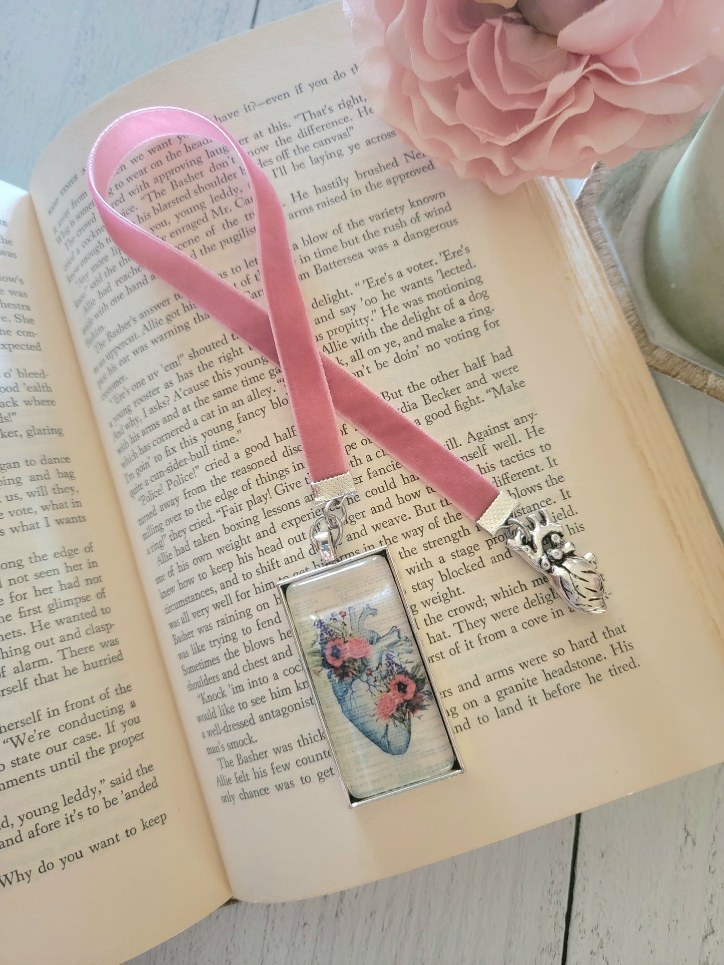 Anatomical Heart Velvet Ribbon Bookmark