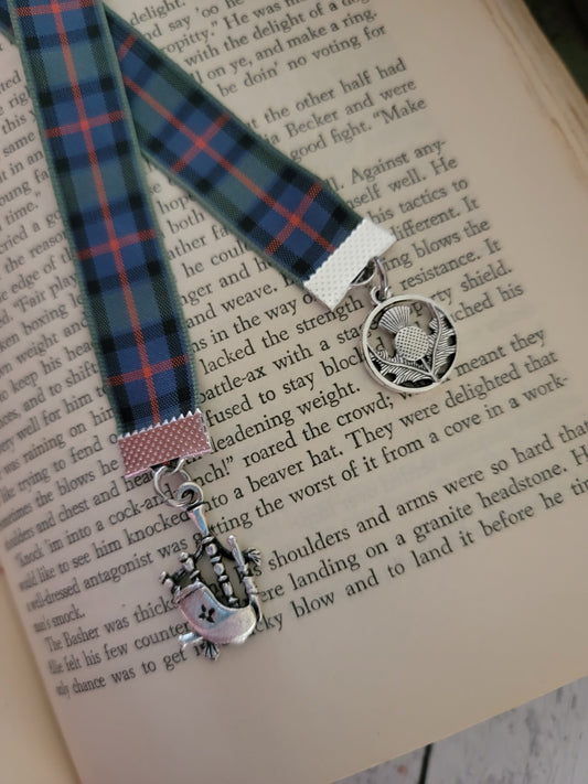 Scottish Thistle and Bagpipes Plaid Bookmark