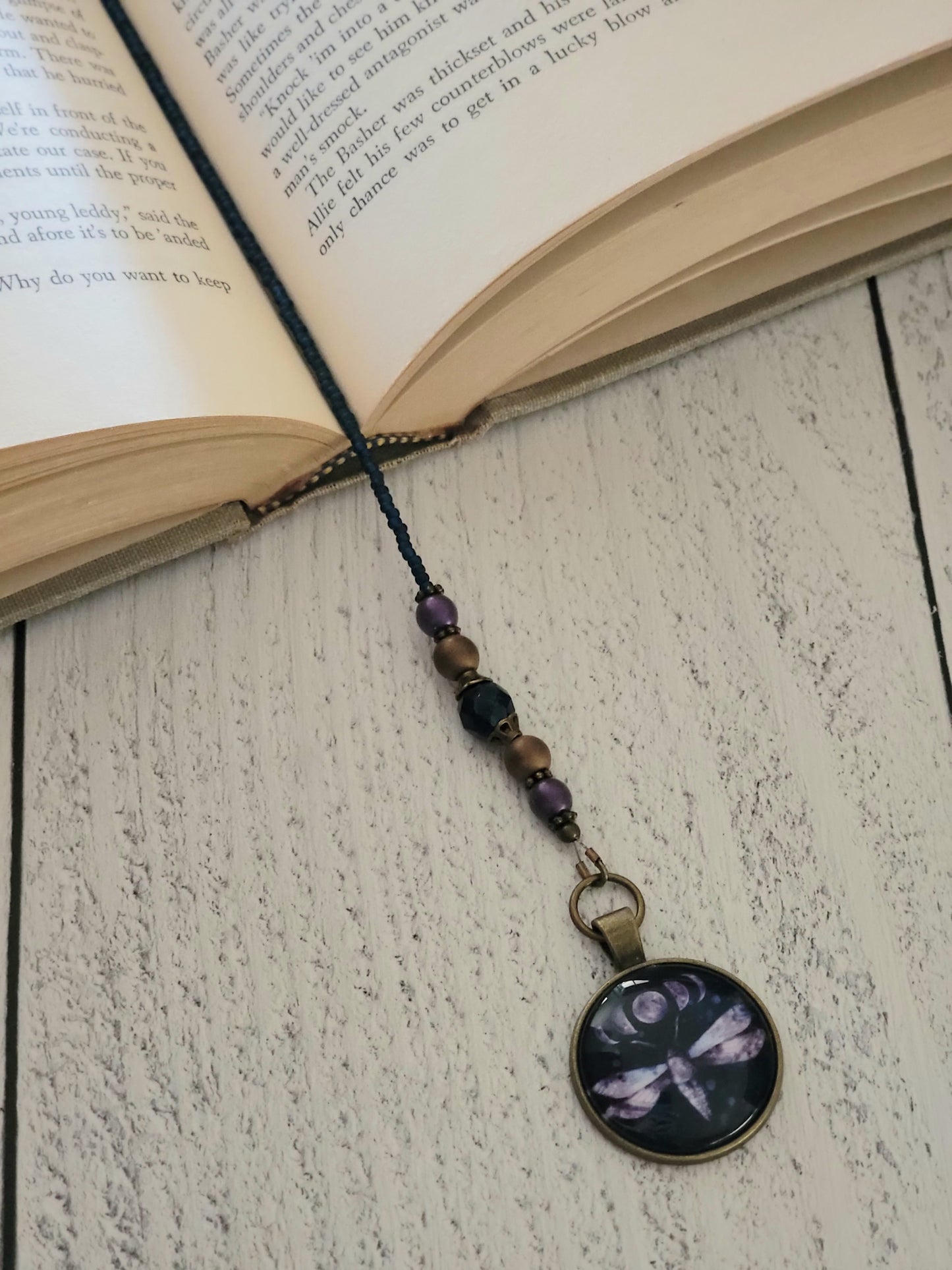 Luna Moth Moon Beaded Bookmark