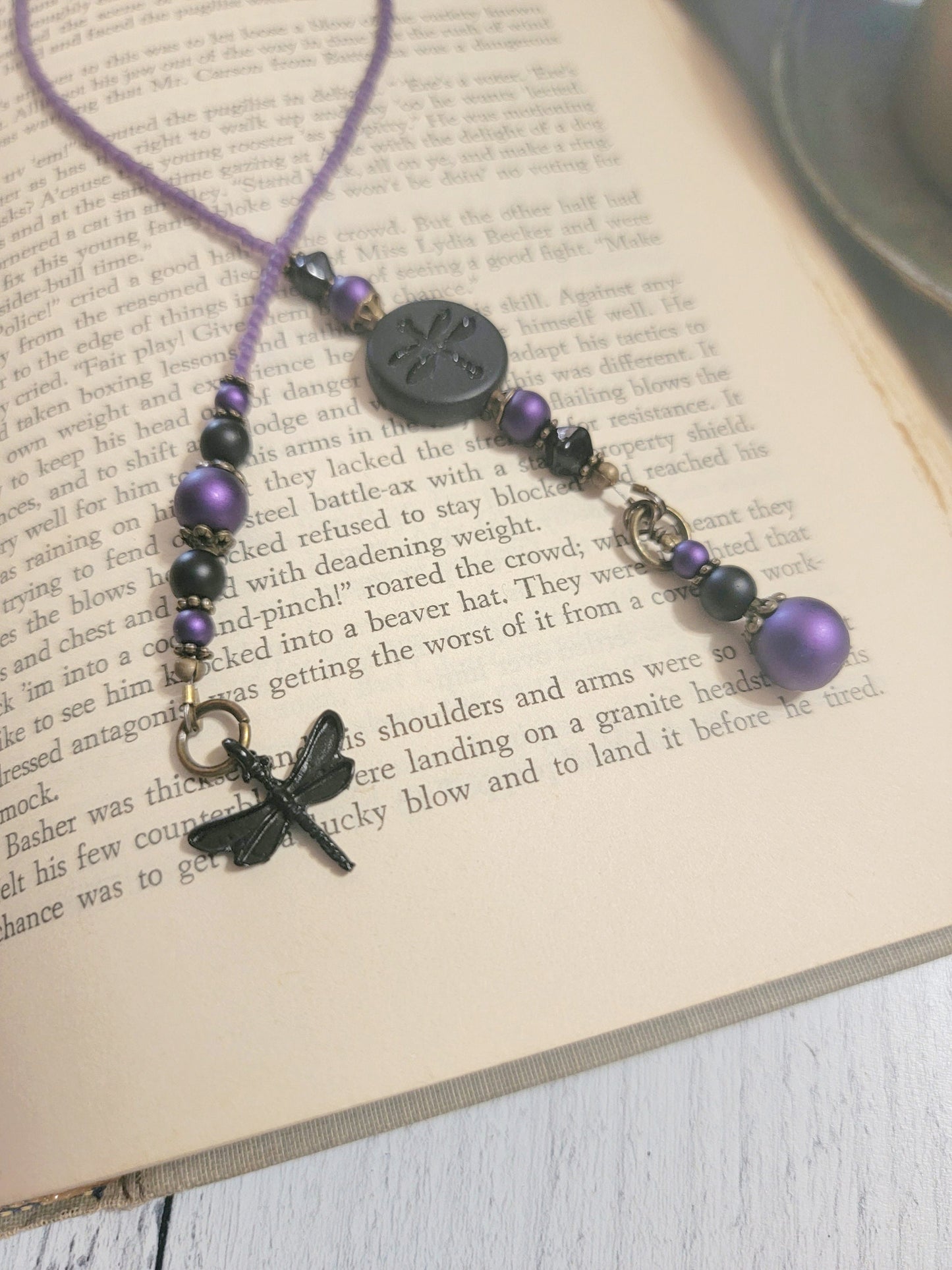 Black Dragonfly Bookmark for Gothic Book Lover