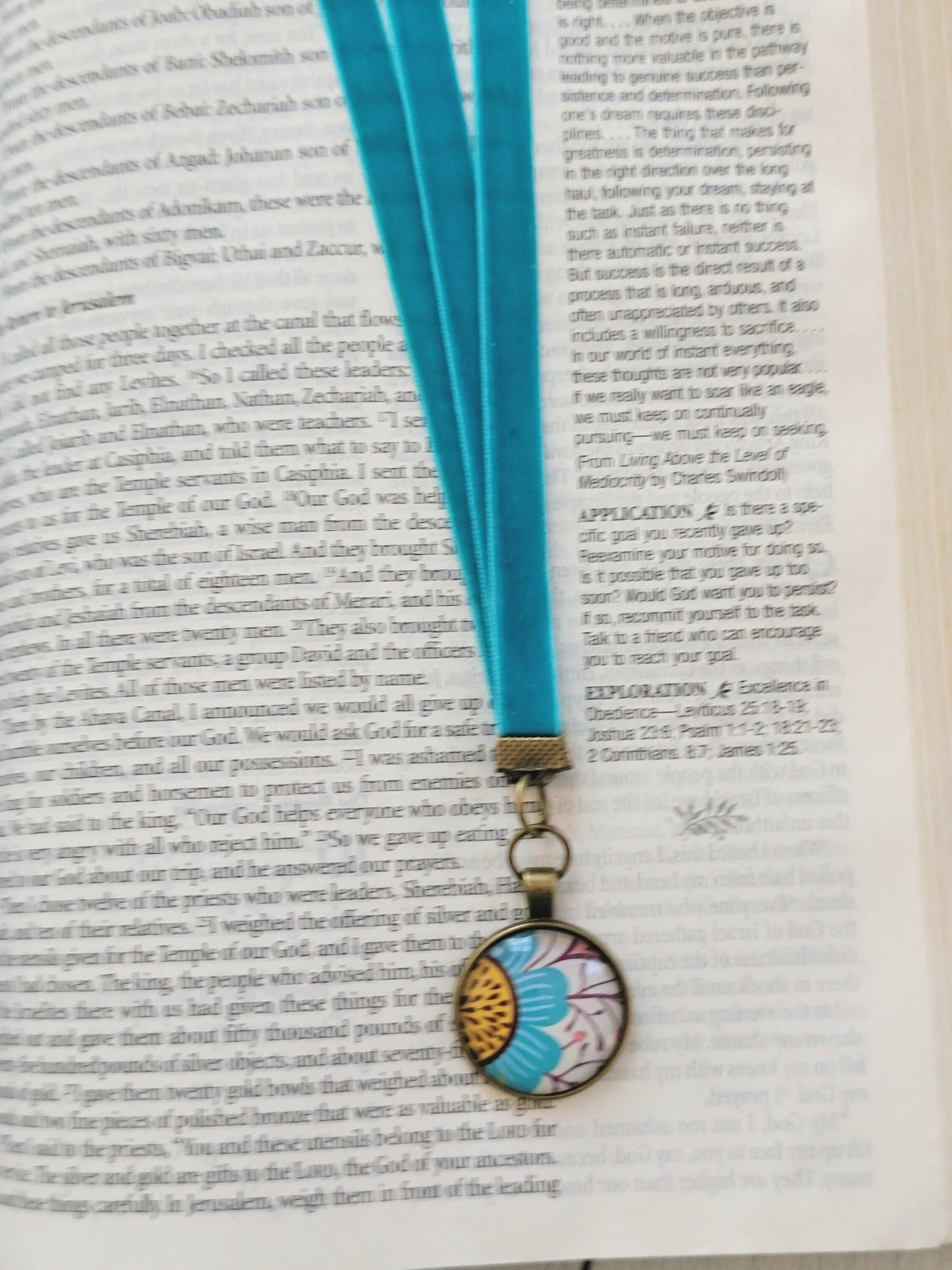 Multi Strand Bookmark For Books and Planners Blue Flower