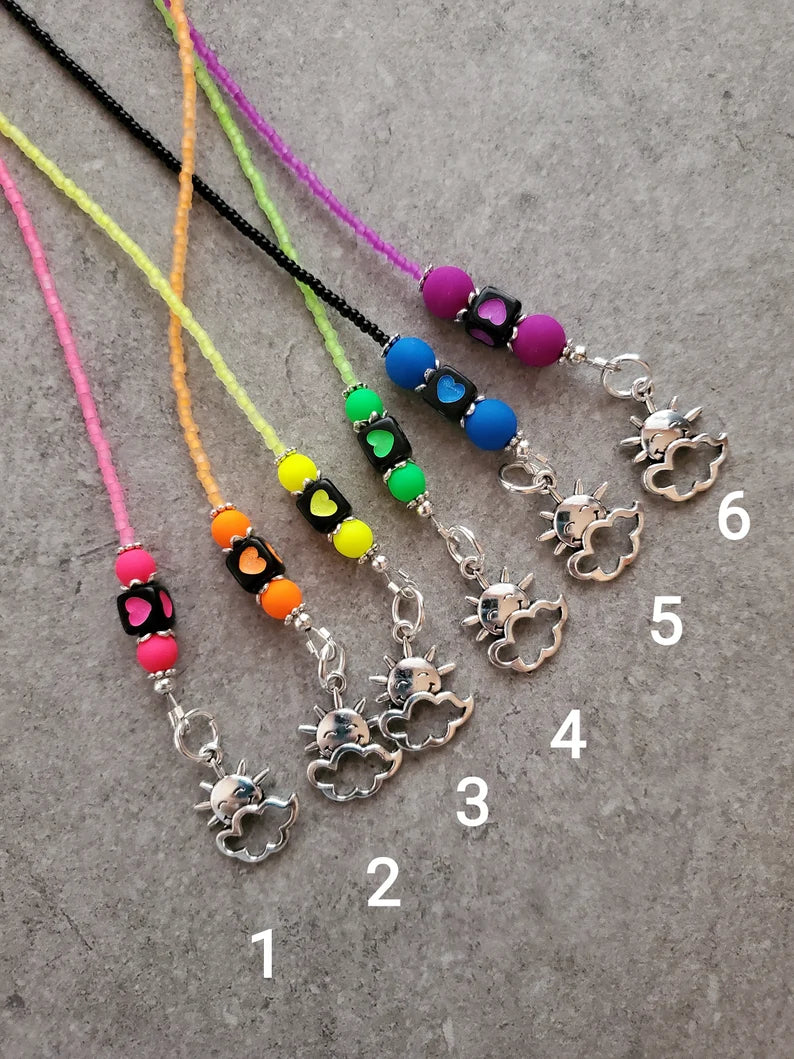 Neon and Black Funky Beaded Bookmark