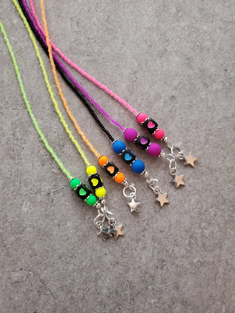 Neon and Black Funky Beaded Bookmark