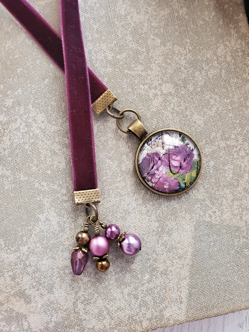 Deep Violet Floral Bookmark
