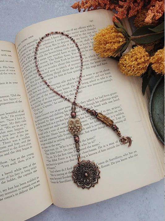 Copper Plated and Glass Owl Bookmark