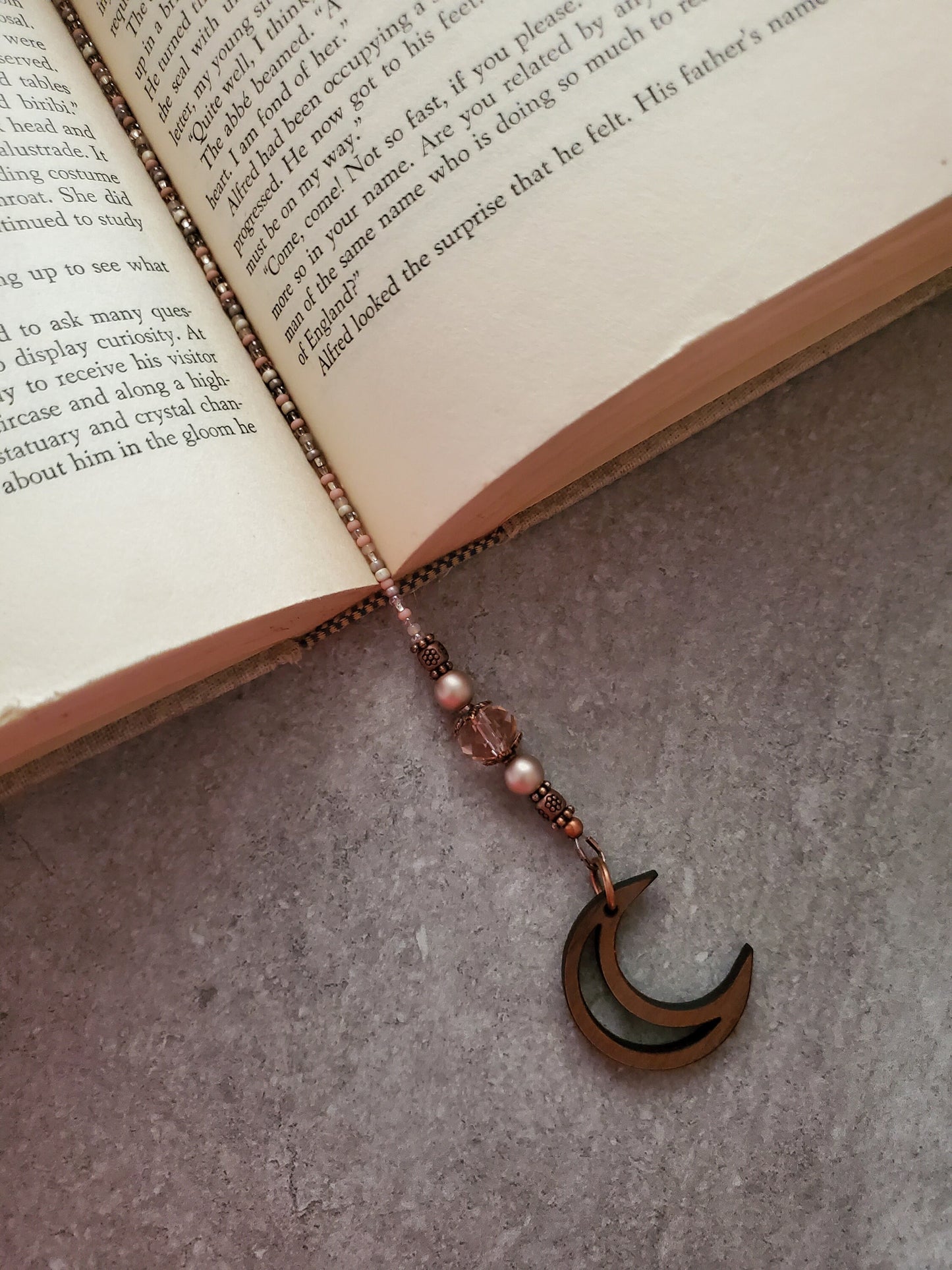 Boho Beaded Bookmark with Celestial Moon Theme