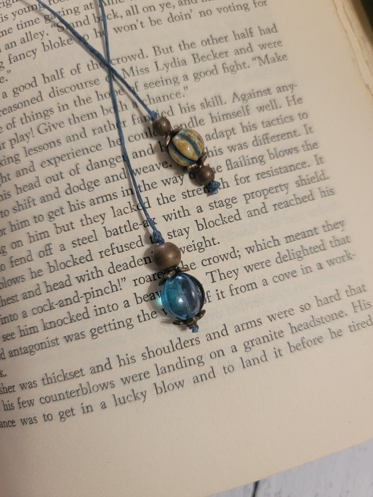 Minimal Bookmark, Blue Irish Linen Cord Bookmarker, Bookworm Gift, Book Lover Gift for Her