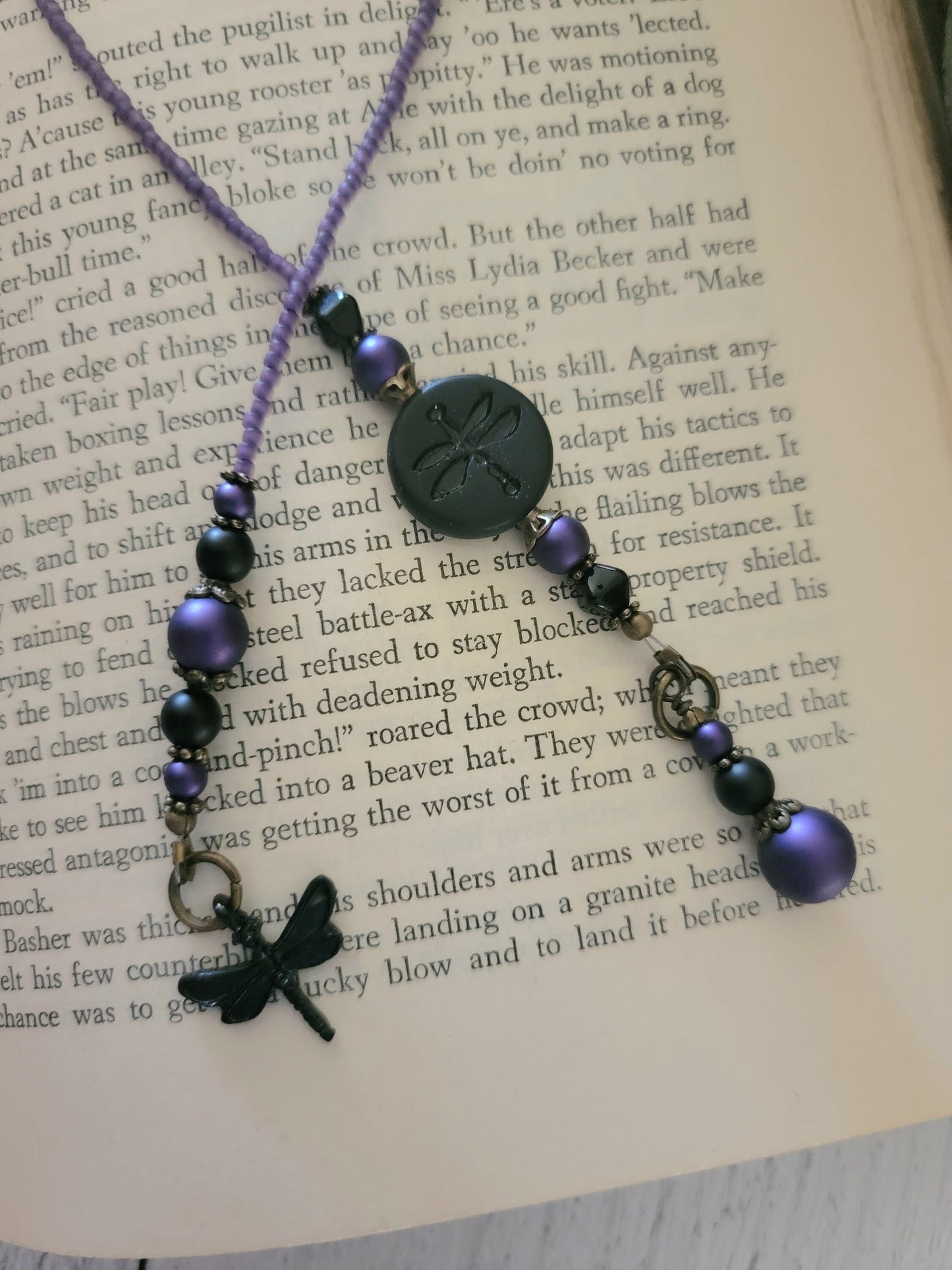 Black Dragonfly Bookmark for Gothic Book Lover