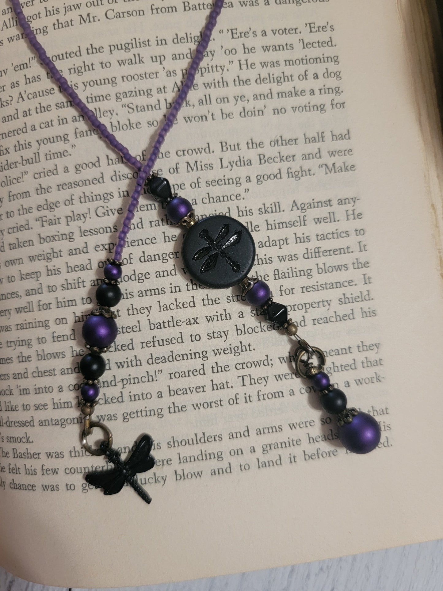 Black Dragonfly Bookmark for Gothic Book Lover