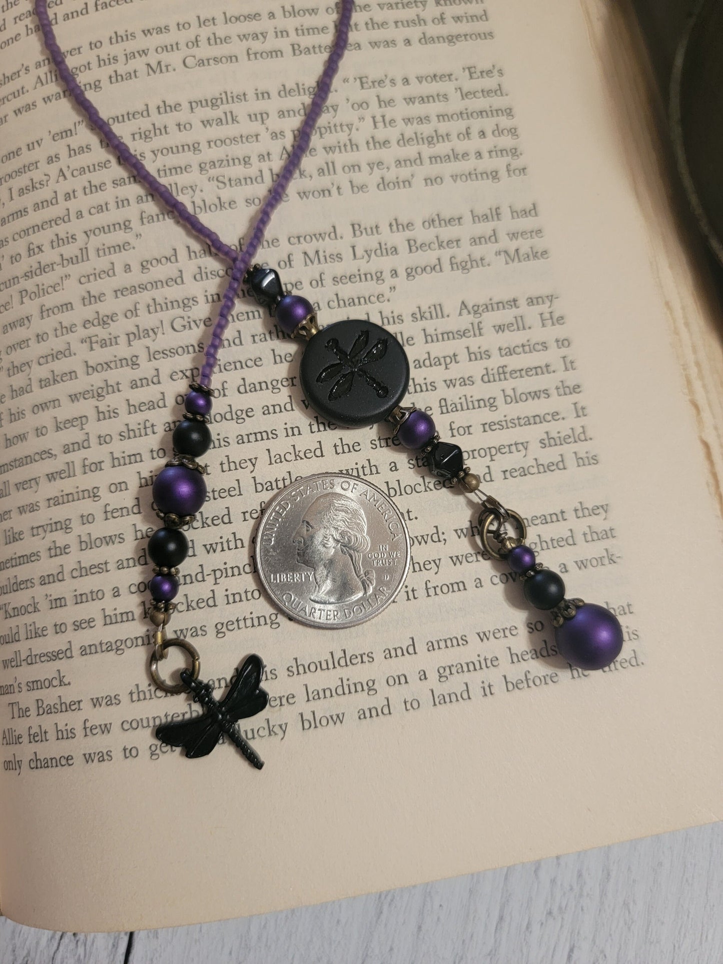 Black Dragonfly Bookmark for Gothic Book Lover