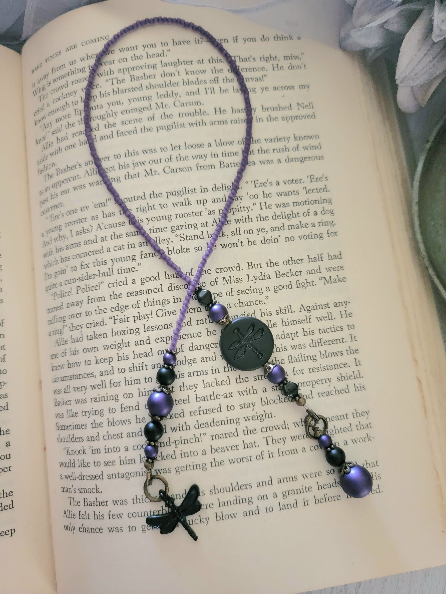 Black Dragonfly Bookmark for Gothic Book Lover