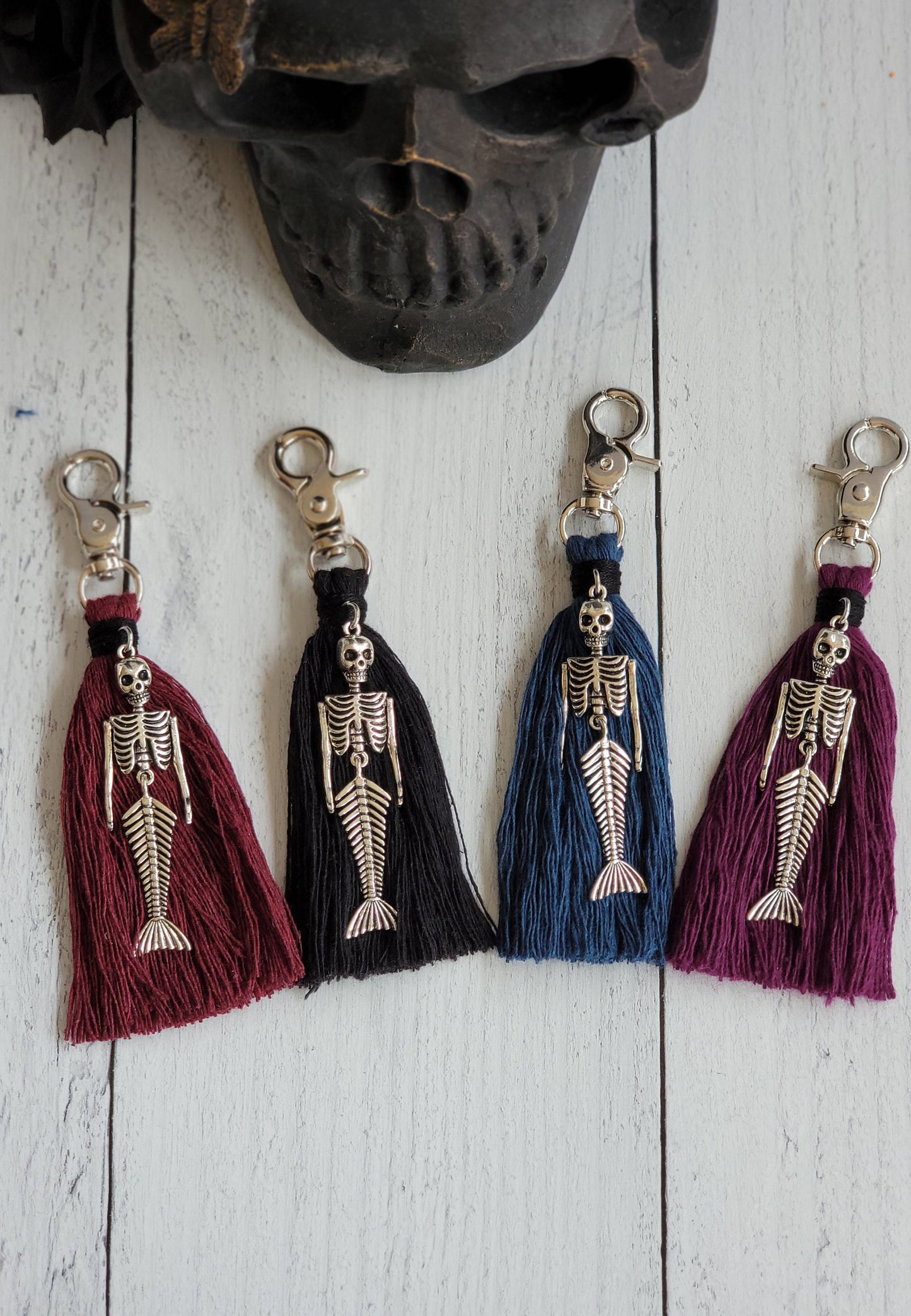 Mermaid Skeleton Bag Tassel, Halloween Purse Charm