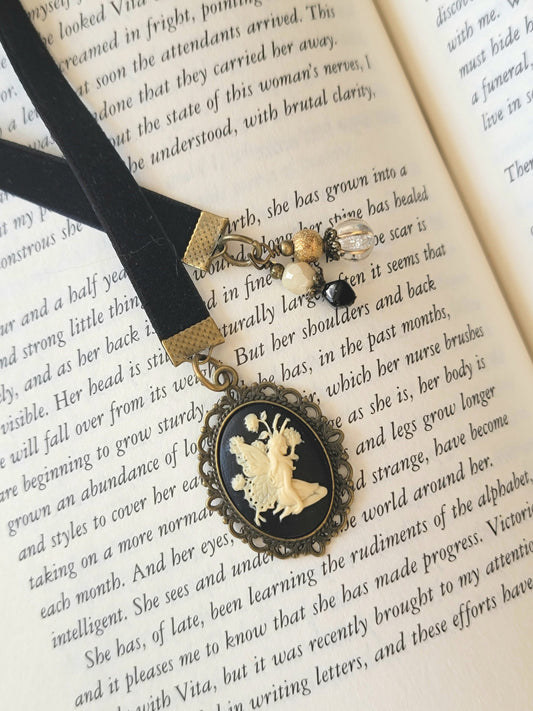 Fairy Cameo Bookmark, Velvet Ribbon Bookmarker, Book Lover Gift