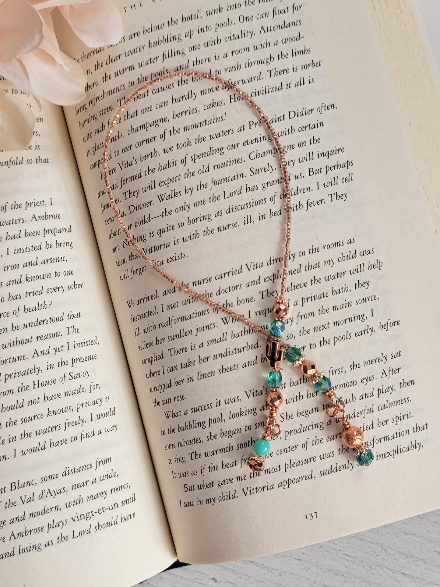 Rose Gold Plated Cactus Bookmark, Tiny Cactus Gift, Gift for Her