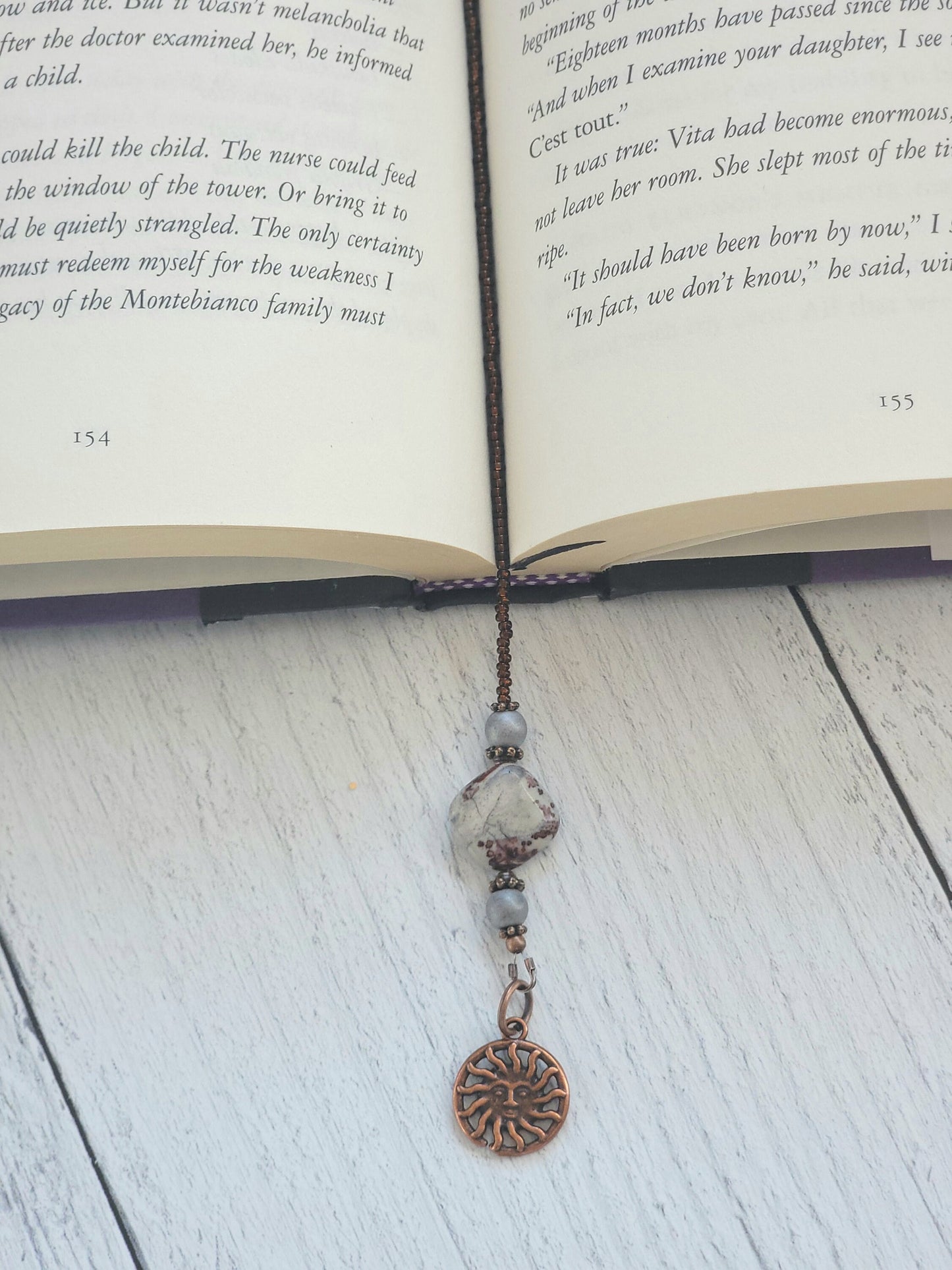 Calcite and Aragonite Bookmark, Gemstone and Copper Reader Gift, Men's Bookmark, Gift for Her