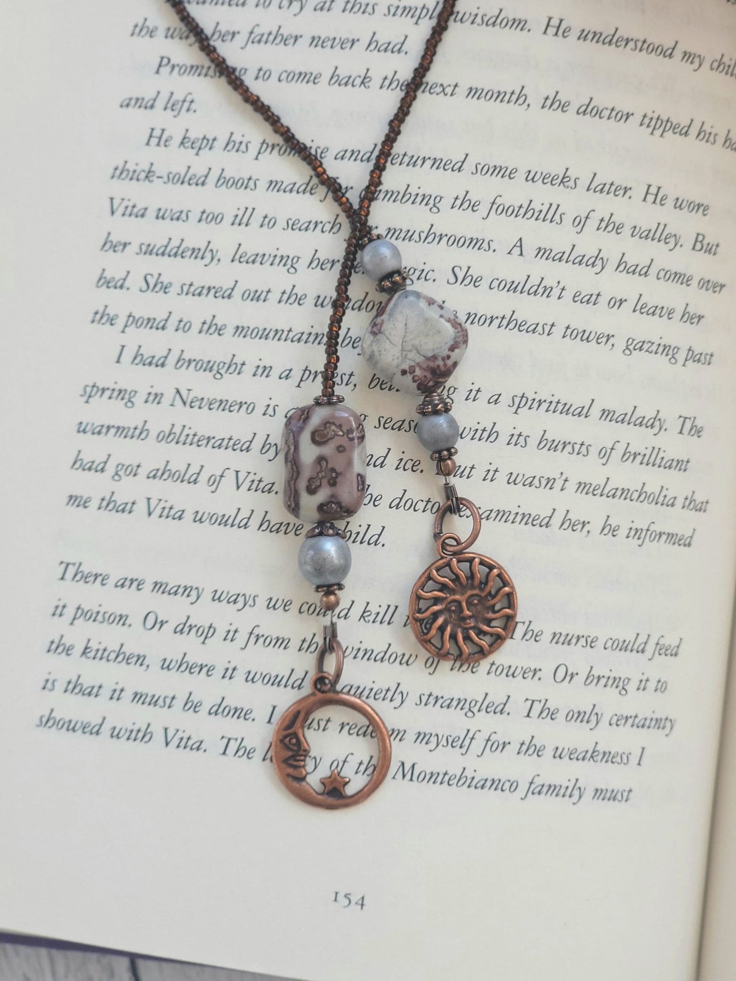 Calcite and Aragonite Bookmark, Gemstone and Copper Reader Gift, Men's Bookmark, Gift for Her