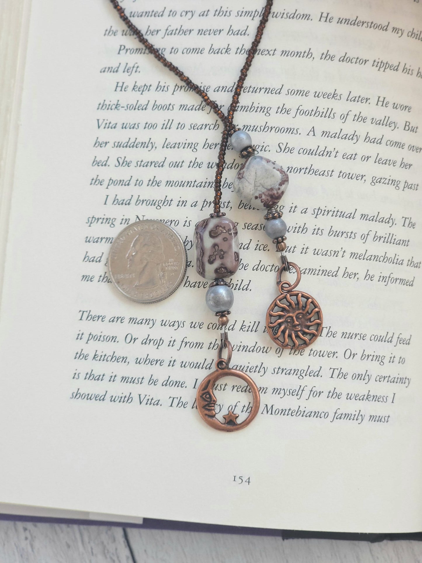 Calcite and Aragonite Bookmark, Gemstone and Copper Reader Gift, Men's Bookmark, Gift for Her