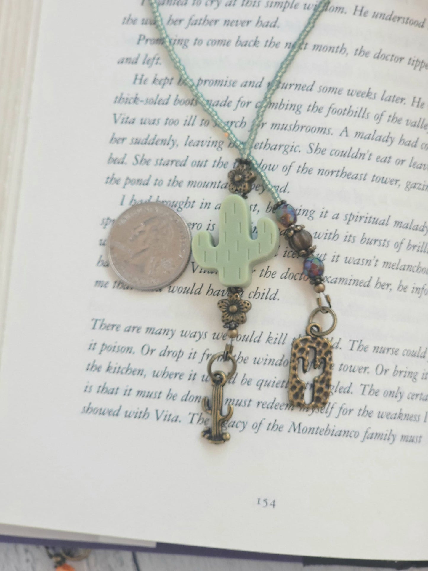 Cactus Bookmark, Silicone Bead Bookmarker, Reader Gift, Gift for Her, Southwest Bookmark