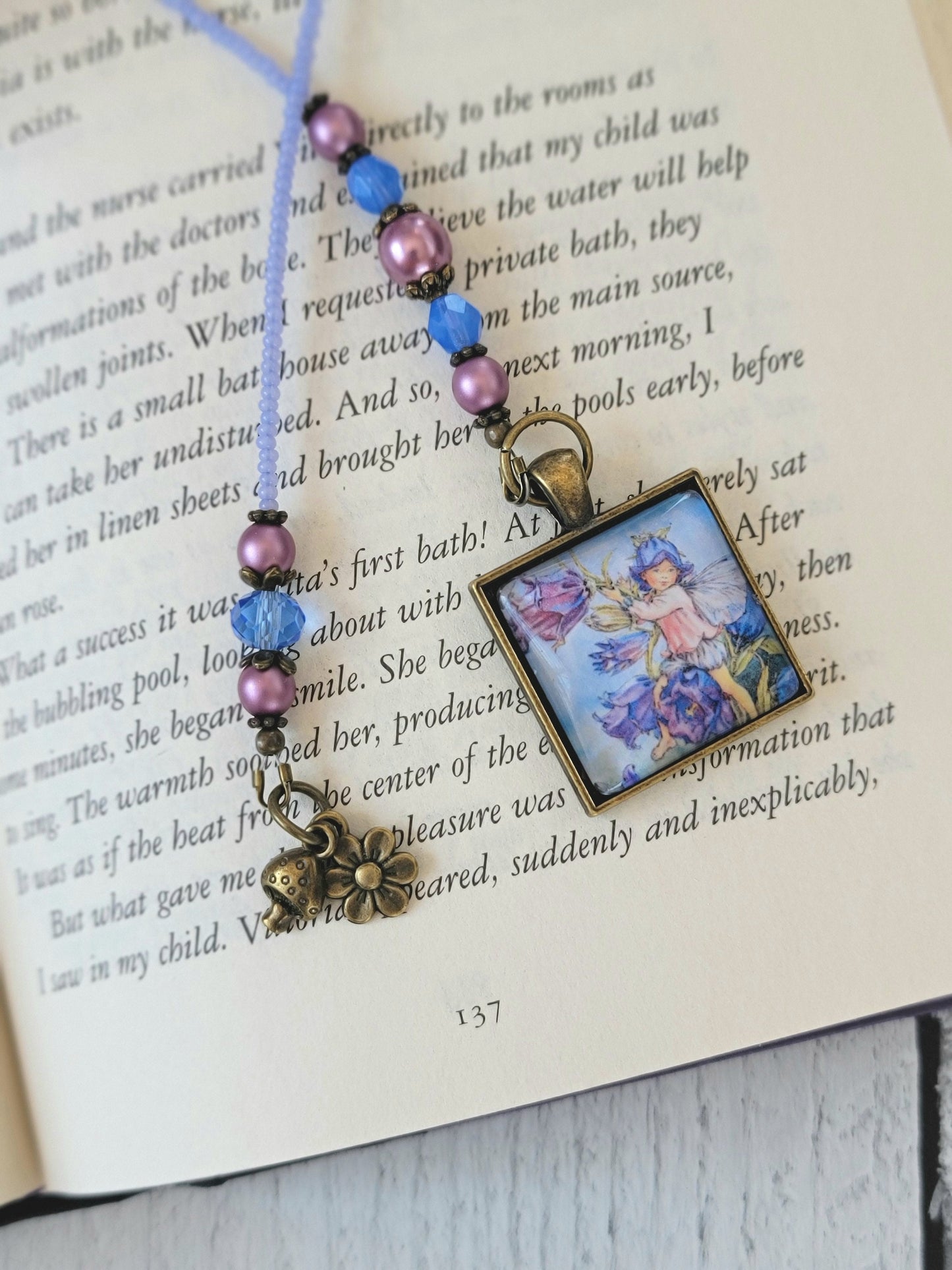 Vintage Style Fairy Bookmark, Fantasy Reader Gift, Glass Beaded Bookmarker, Bookish Gift