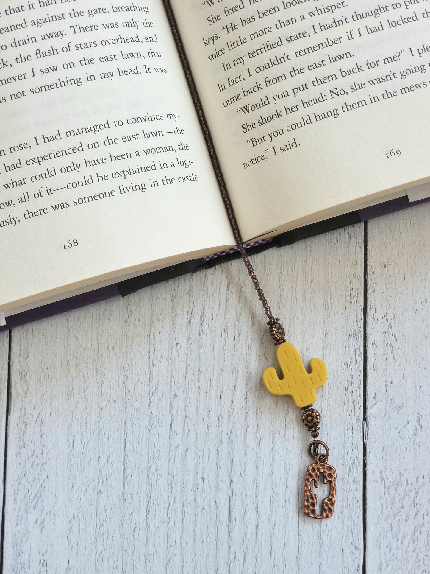 Cactus Bookmark Made with Cactus Bead and Copper Plated Accents