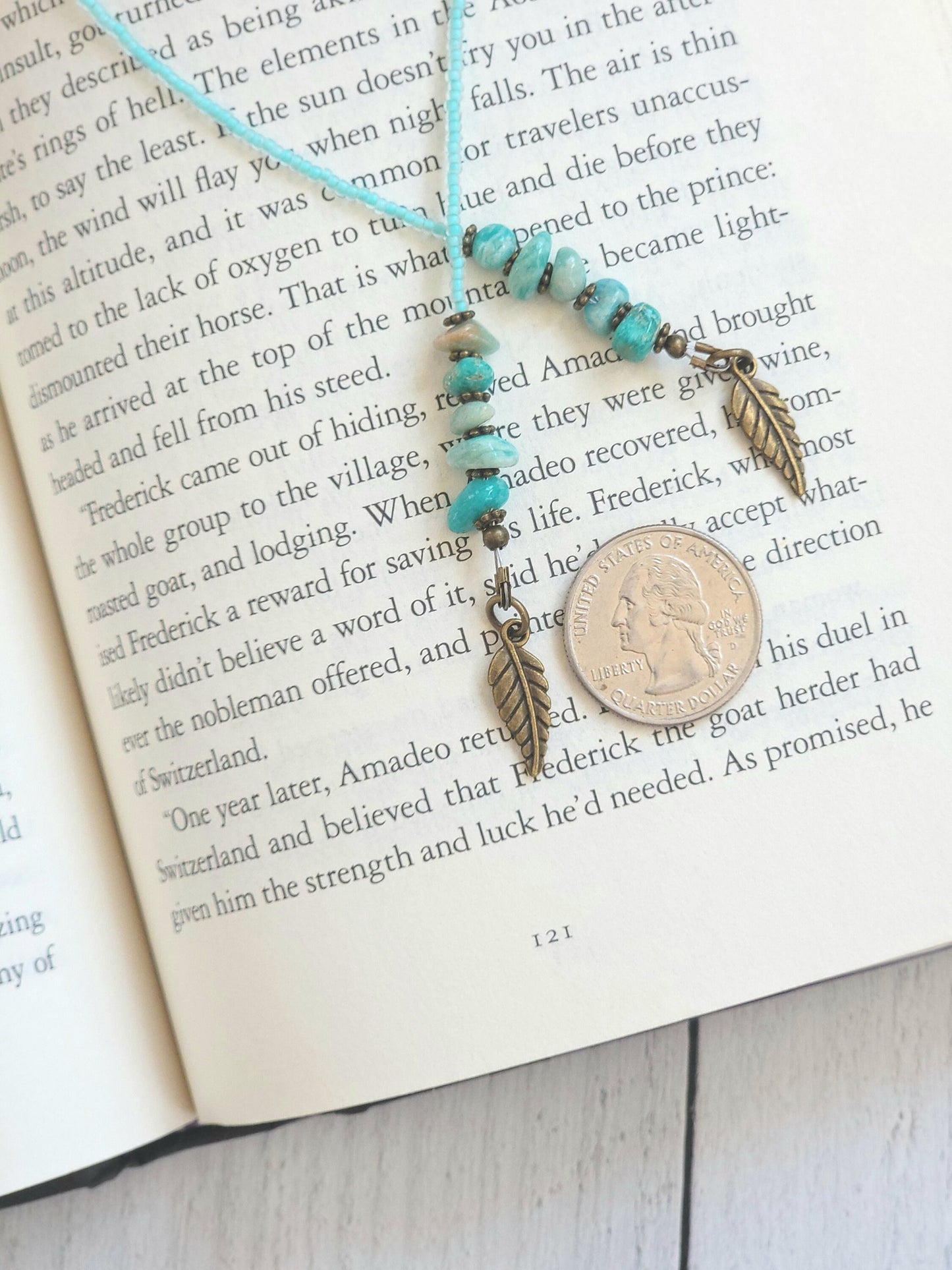 Amazonite Chip Bookmark, Perfect Gift for Father's Day