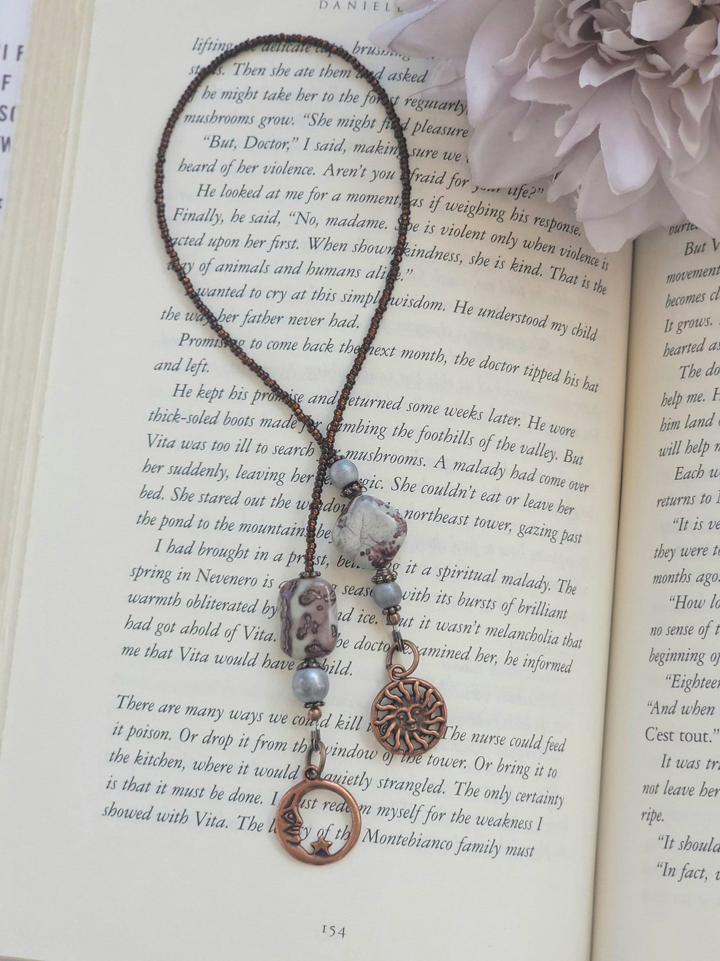 Calcite and Aragonite Bookmark, Gemstone and Copper Reader Gift, Men's Bookmark, Gift for Her