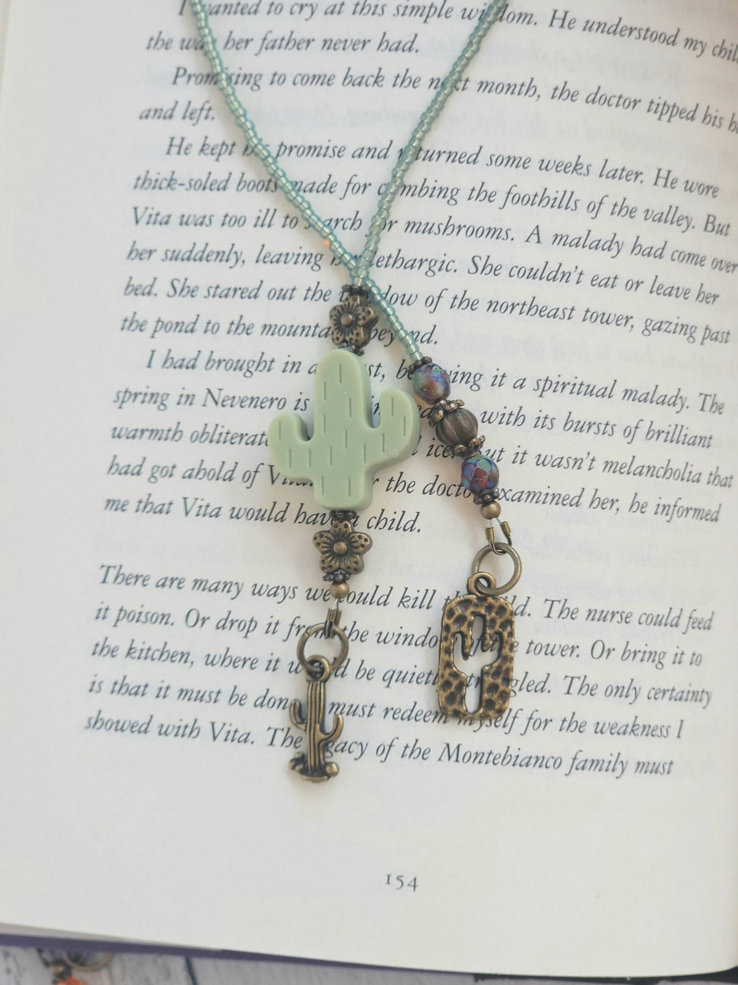 Cactus Bookmark, Silicone Bead Bookmarker, Reader Gift, Gift for Her, Southwest Bookmark