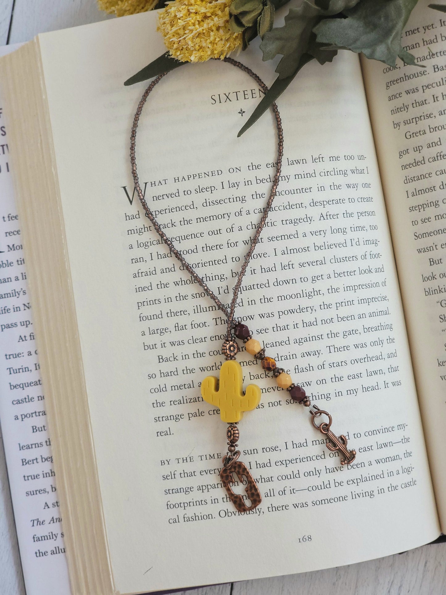 Cactus Bookmark Made with Cactus Bead and Copper Plated Accents