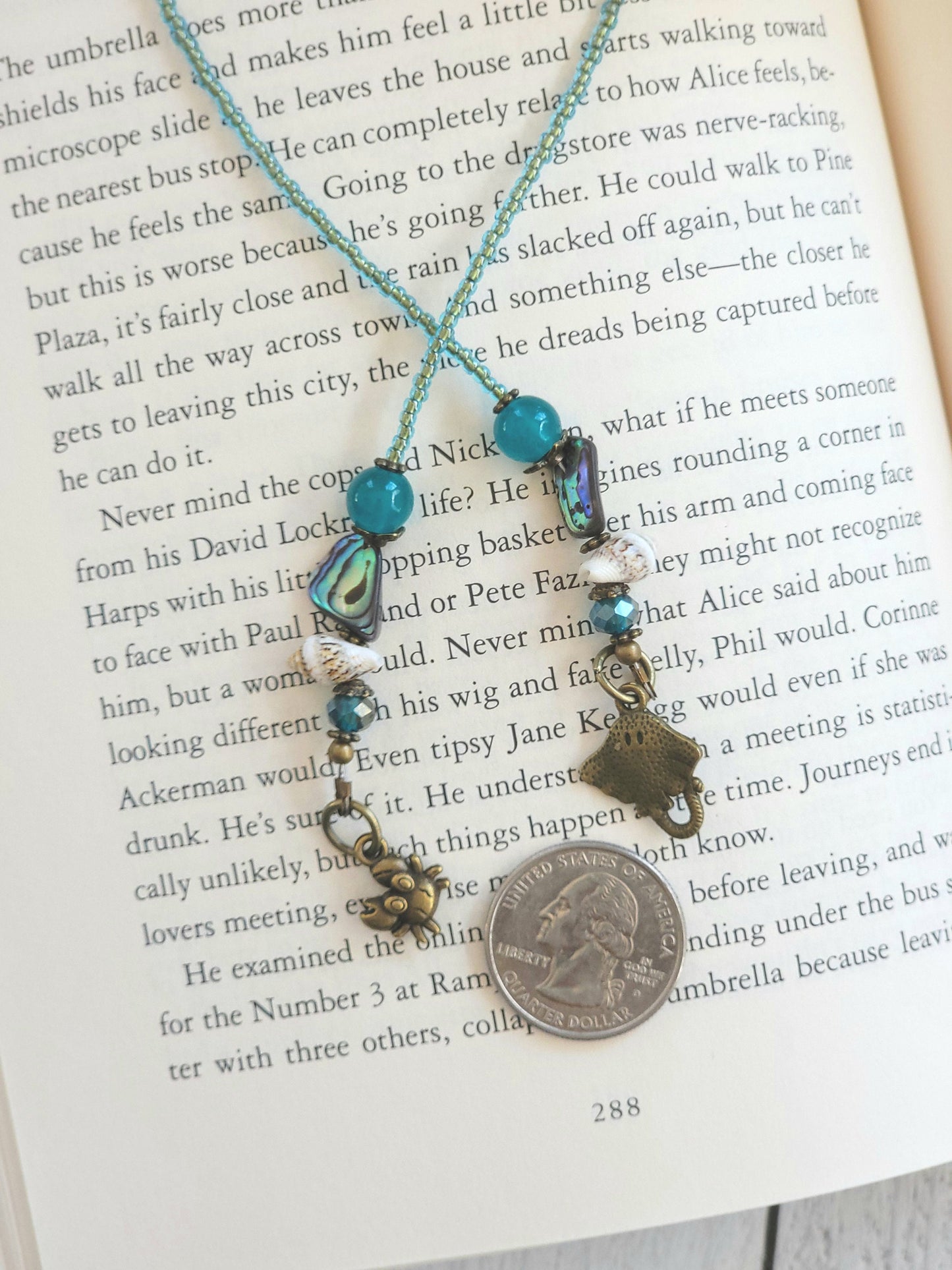 Magical Ocean-Inspired Bookmark: Abalone and Beads with Cute Sea Creature Charms