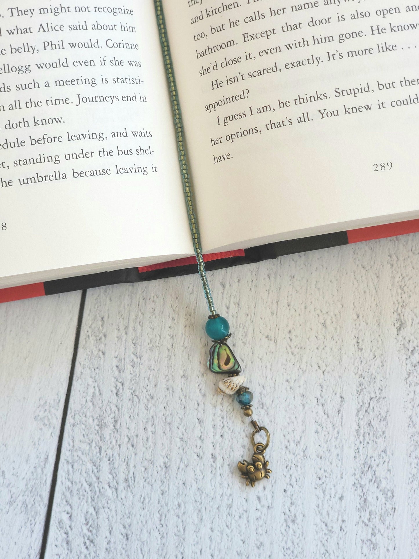 Magical Ocean-Inspired Bookmark: Abalone and Beads with Cute Sea Creature Charms