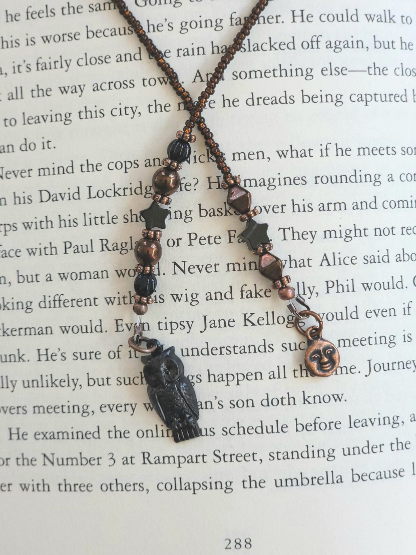 Add a Touch of Magic to Your Reading: Beaded Bookmark with Black Owl Charm and Tiny Obsidian Star Beads
