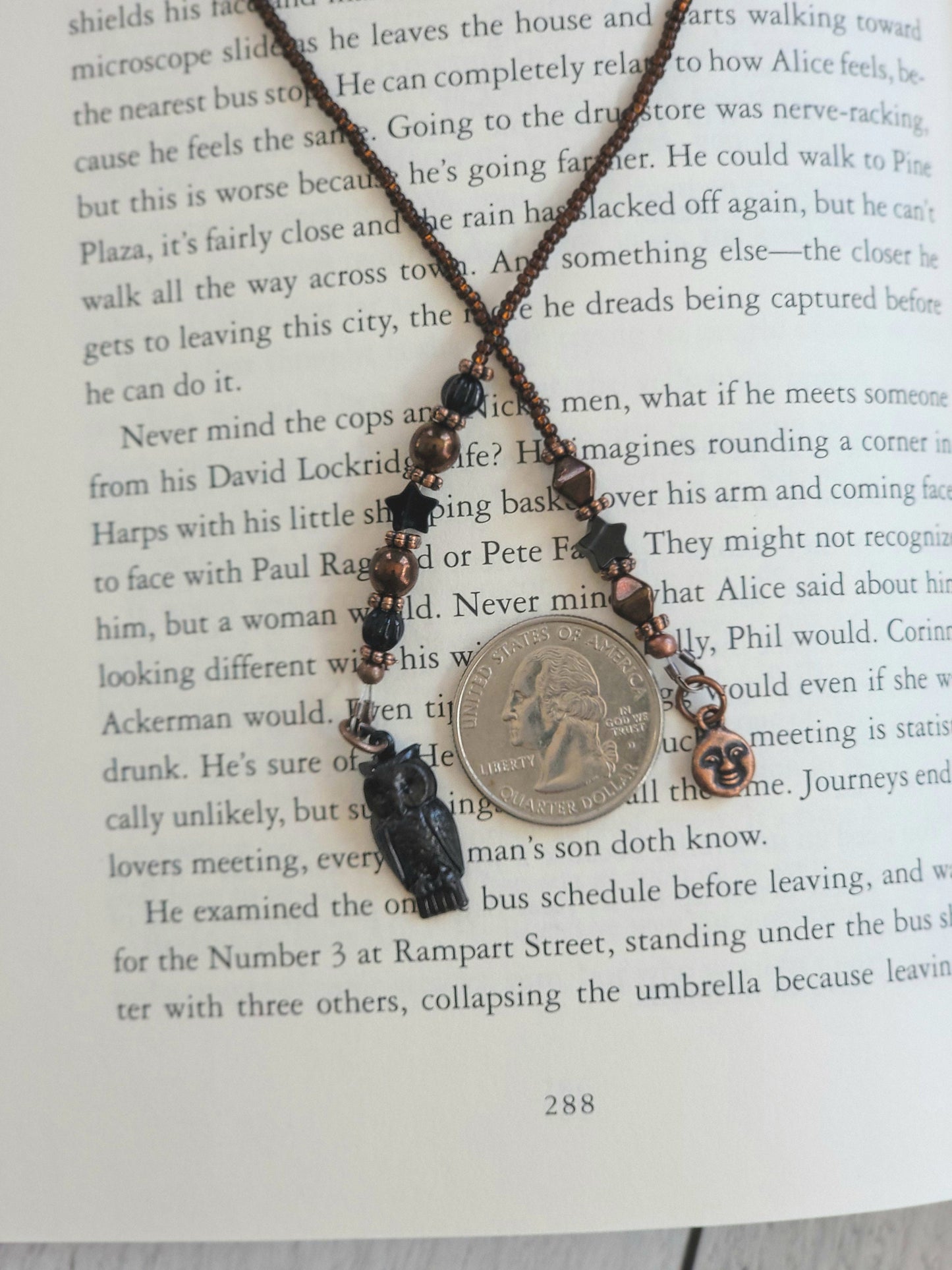 Add a Touch of Magic to Your Reading: Beaded Bookmark with Black Owl Charm and Tiny Obsidian Star Beads