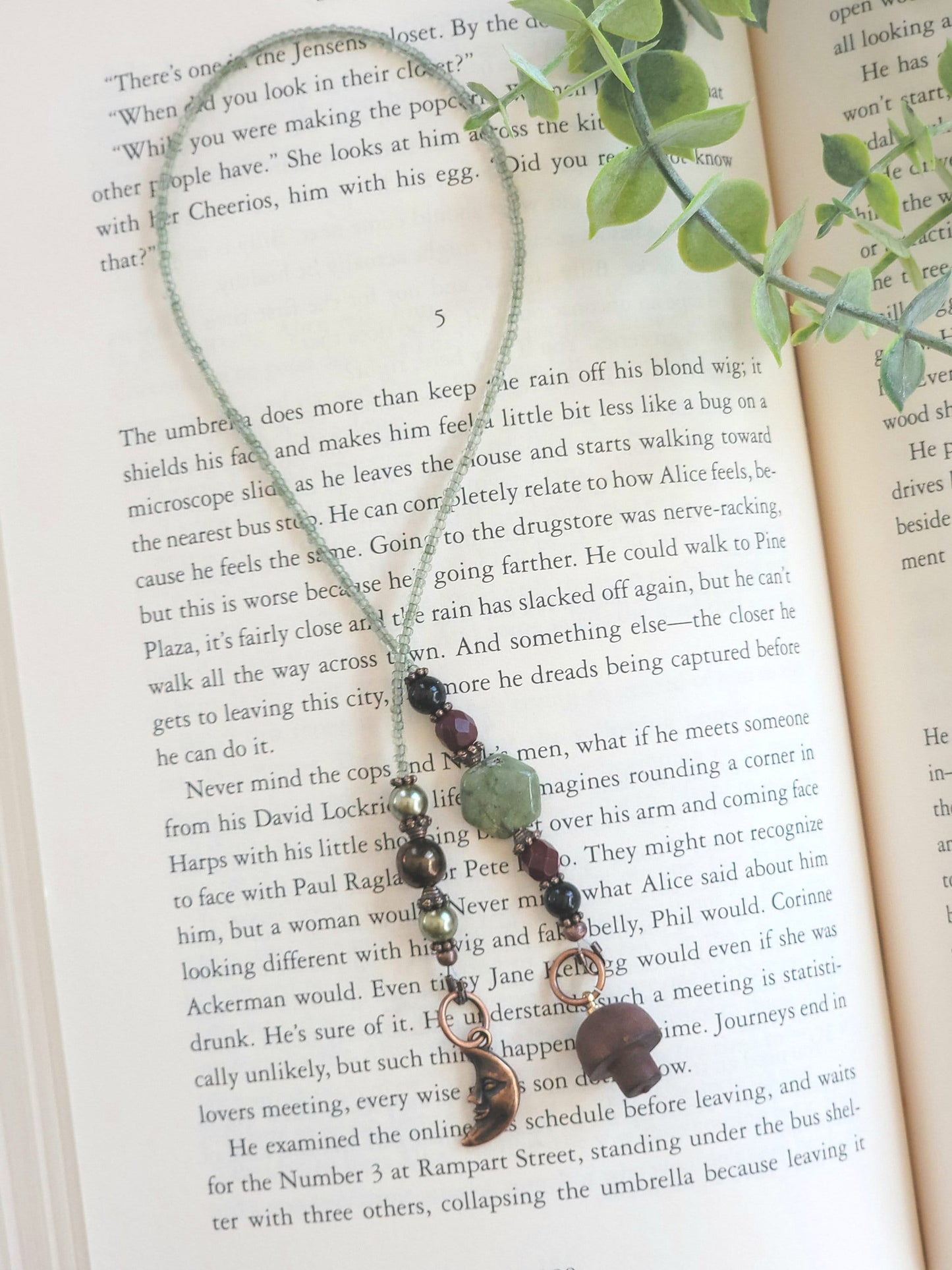 Whimsical Mushroom and Owl Beaded Bookmark for Your Favorite Novel