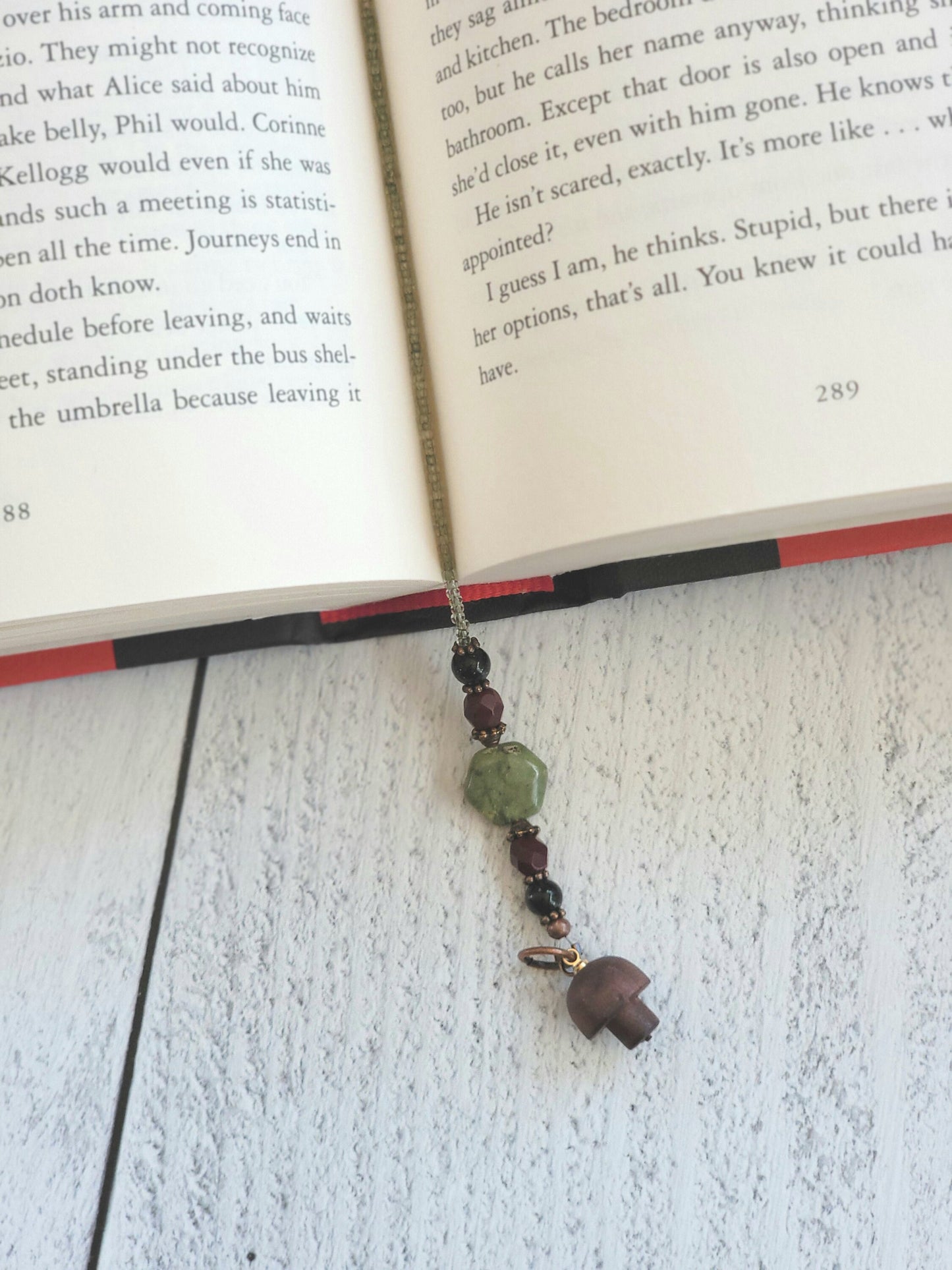 Whimsical Mushroom and Owl Beaded Bookmark for Your Favorite Novel