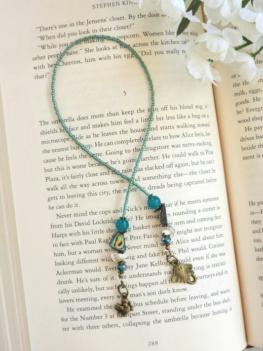 Magical Ocean-Inspired Bookmark: Abalone and Beads with Cute Sea Creature Charms