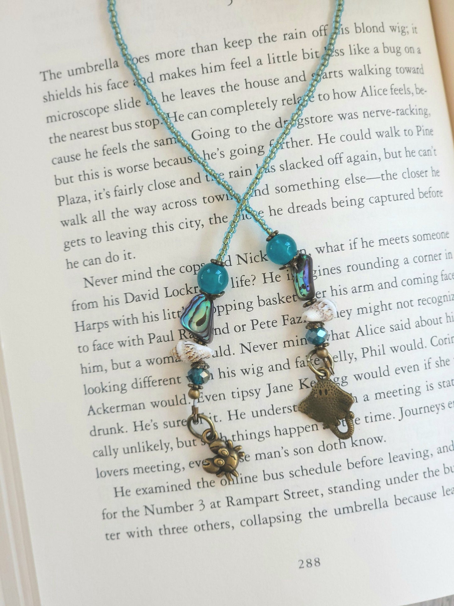 Magical Ocean-Inspired Bookmark: Abalone and Beads with Cute Sea Creature Charms