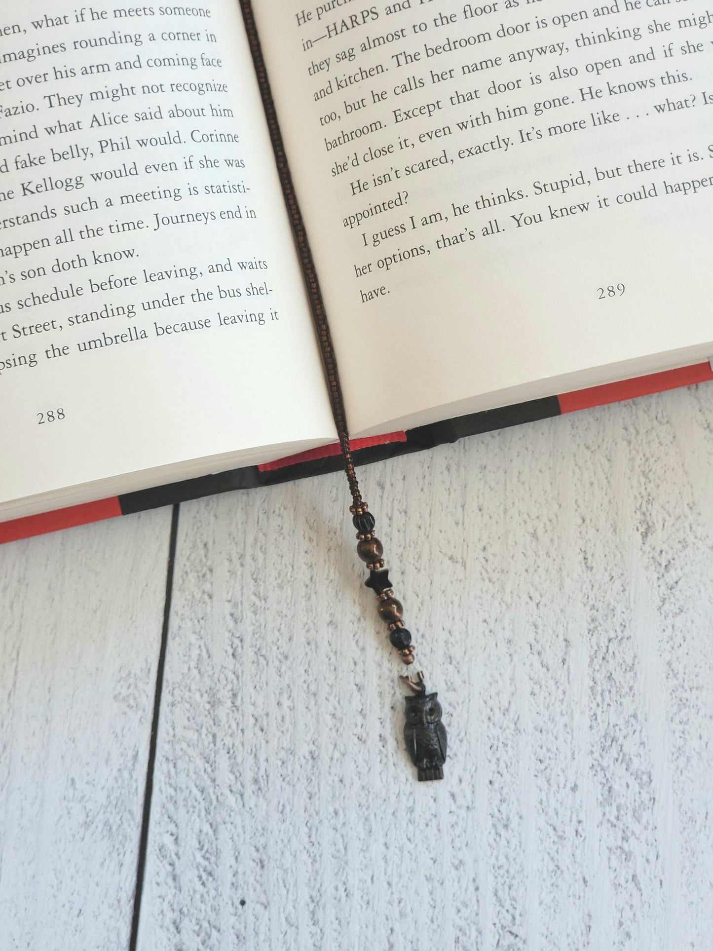 Add a Touch of Magic to Your Reading: Beaded Bookmark with Black Owl Charm and Tiny Obsidian Star Beads