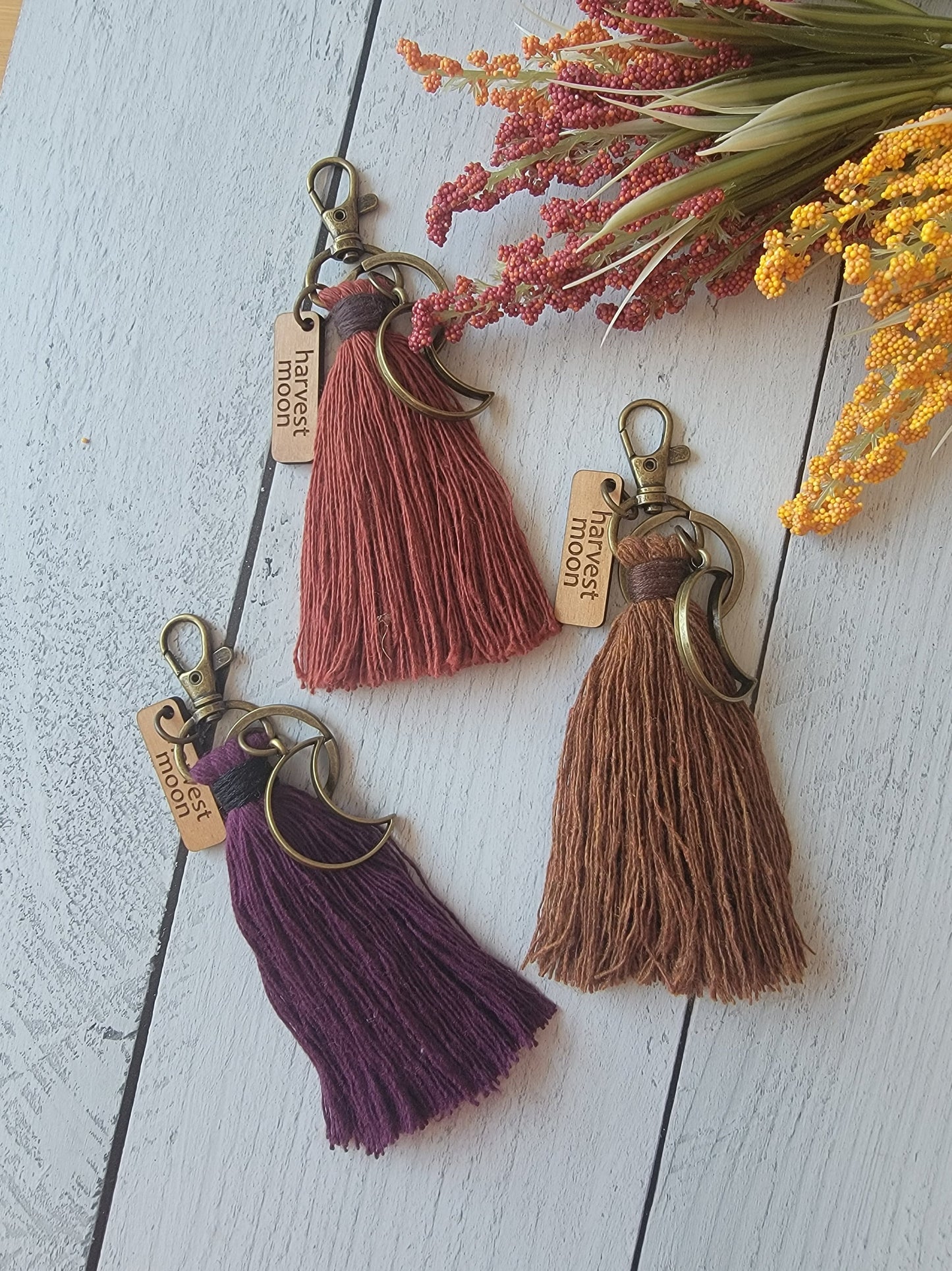 Autumn Bag Tassel Charm Featuring Harvest Moon Theme