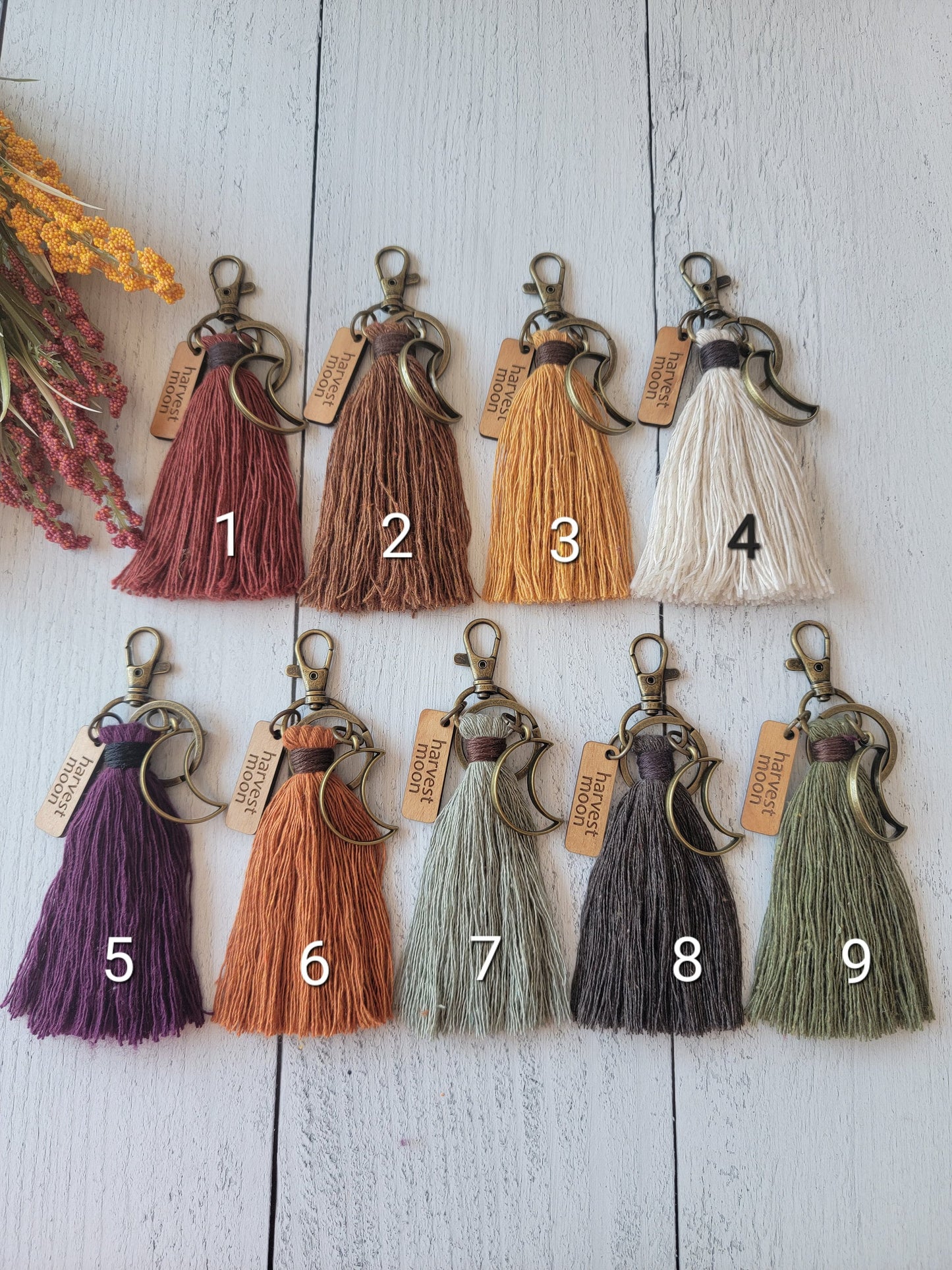 Autumn Bag Tassel Charm Featuring Harvest Moon Theme