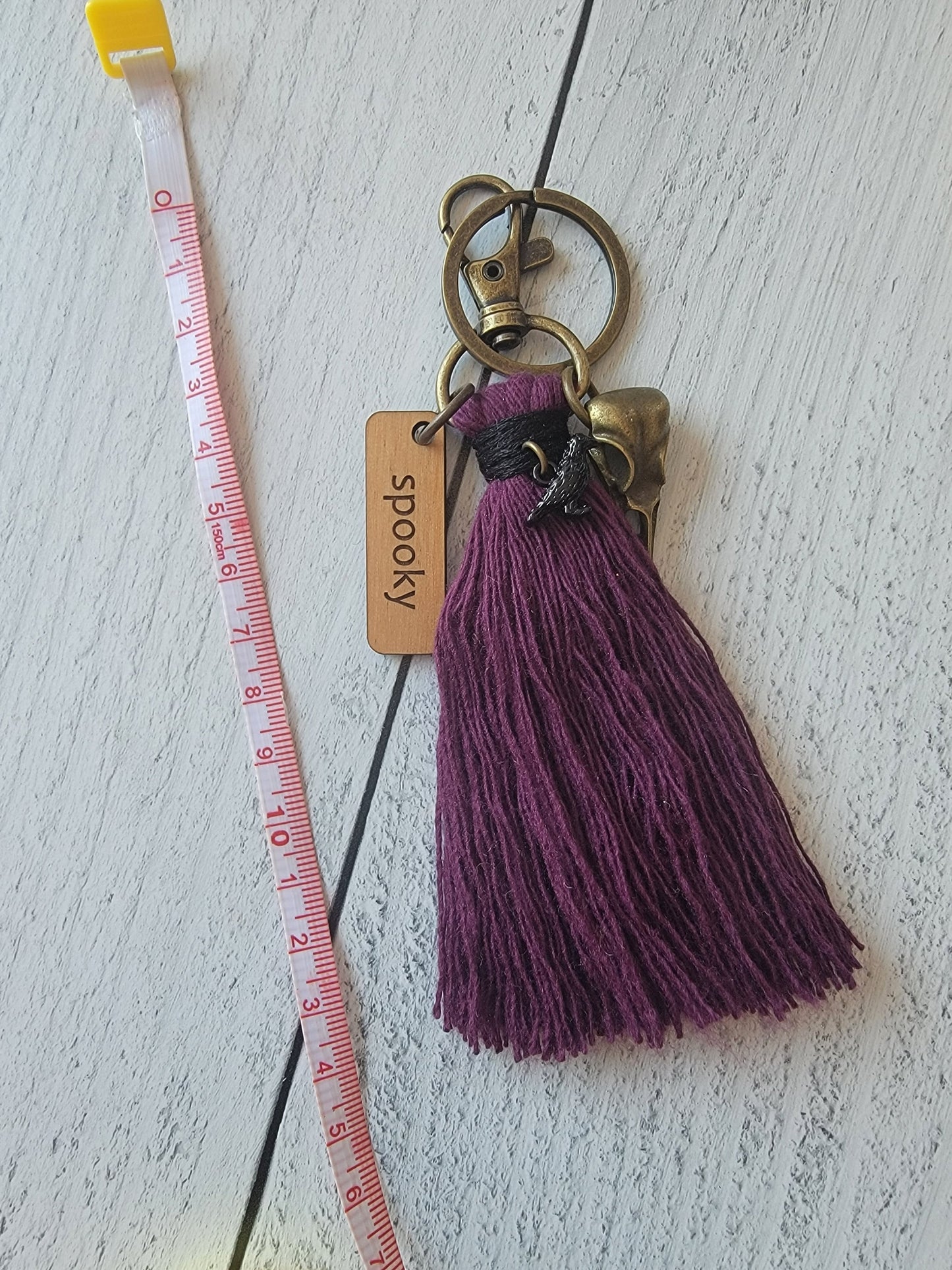 Halloween Spooky Raven Skull Bag Tassel Charm