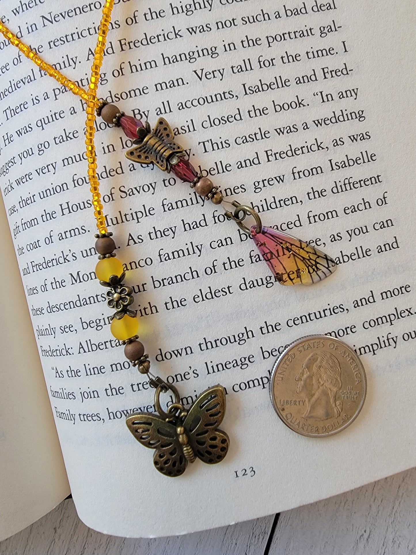 Butterfly Wing Bookmark with Butterfly Bead