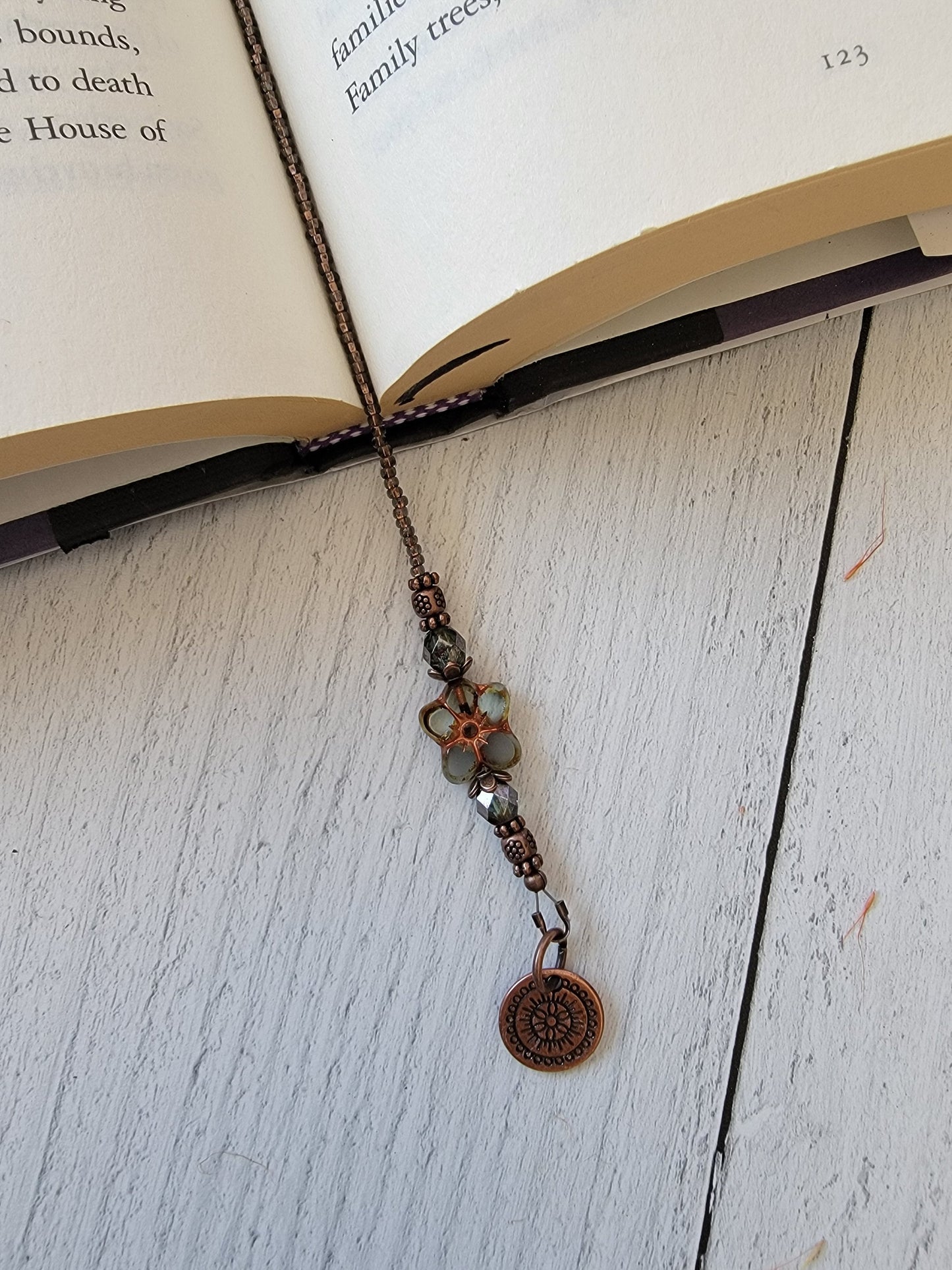 Handmade Butterfly and Flower Bookmark with Unique Czech Glass Flower Bead - Perfect Gift